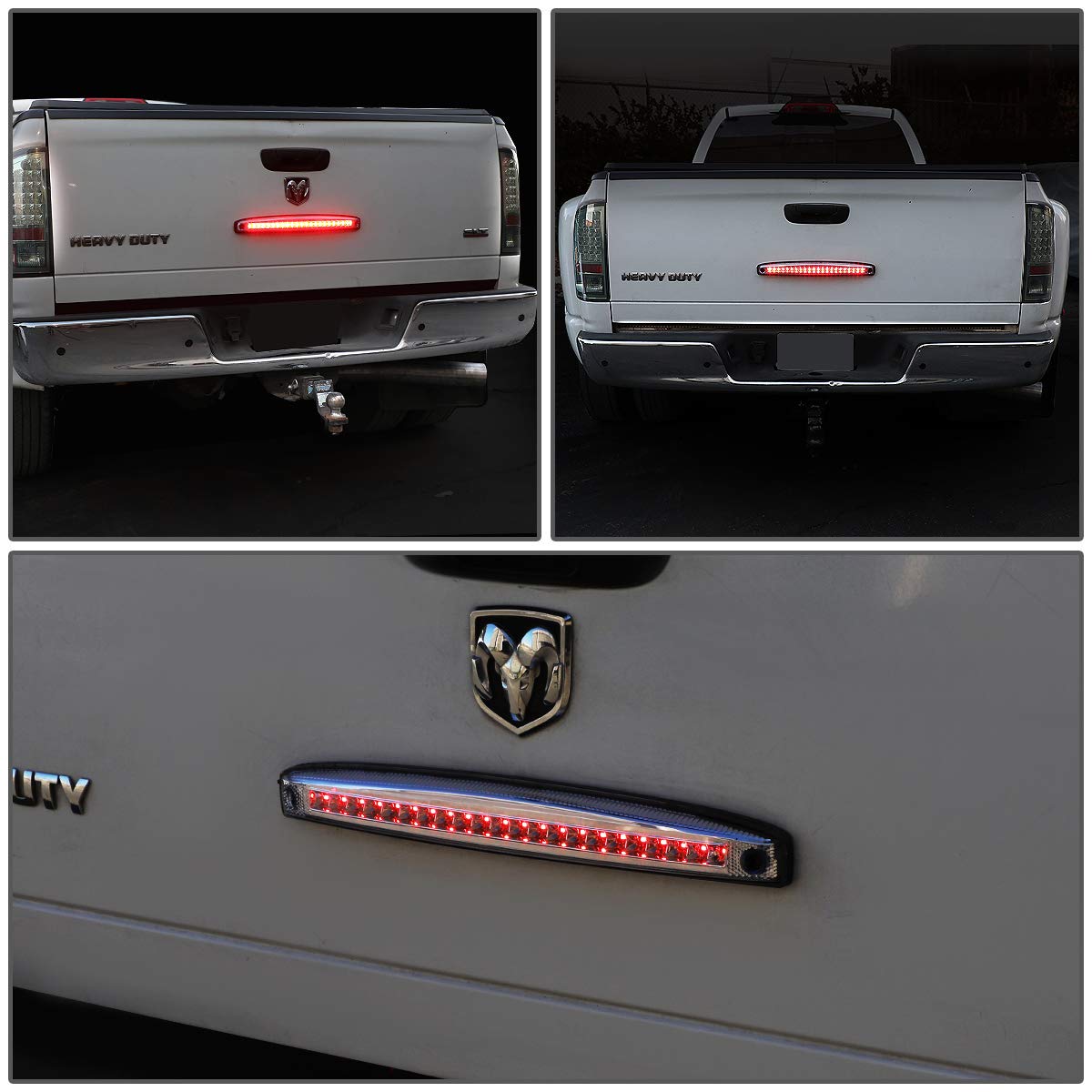 DNA Motoring TGL-DRAM03-LED-CH Full LED Rear Center Tailgate Light Brake Lamp - Compatible with Most SUVs & Trucks for Enhanced Visibility & Safety at Night Driving