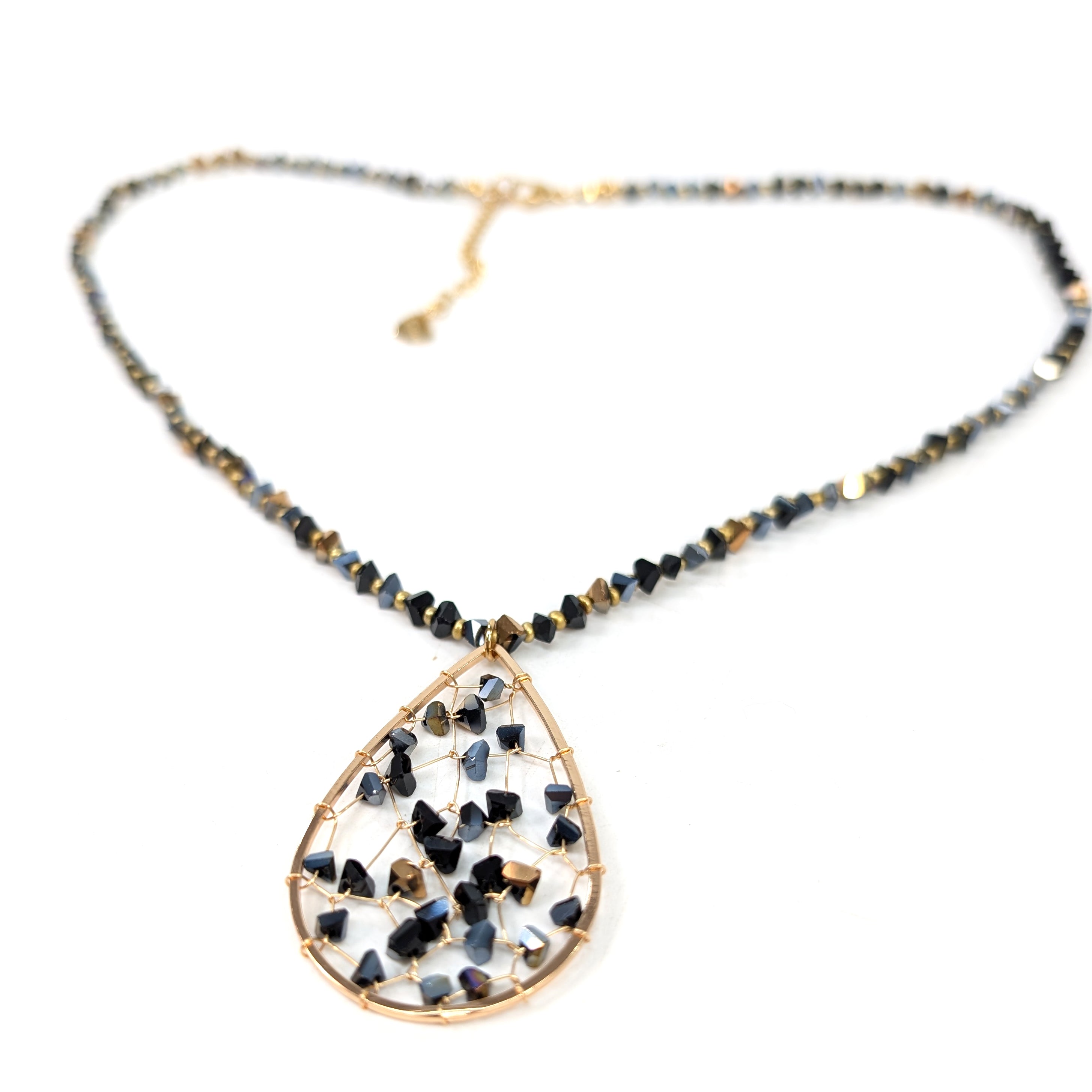 Elegant Black Tear Drop Crystal Necklace for Women - Perfect for Evening Parties, Weddings, and Special Occasions