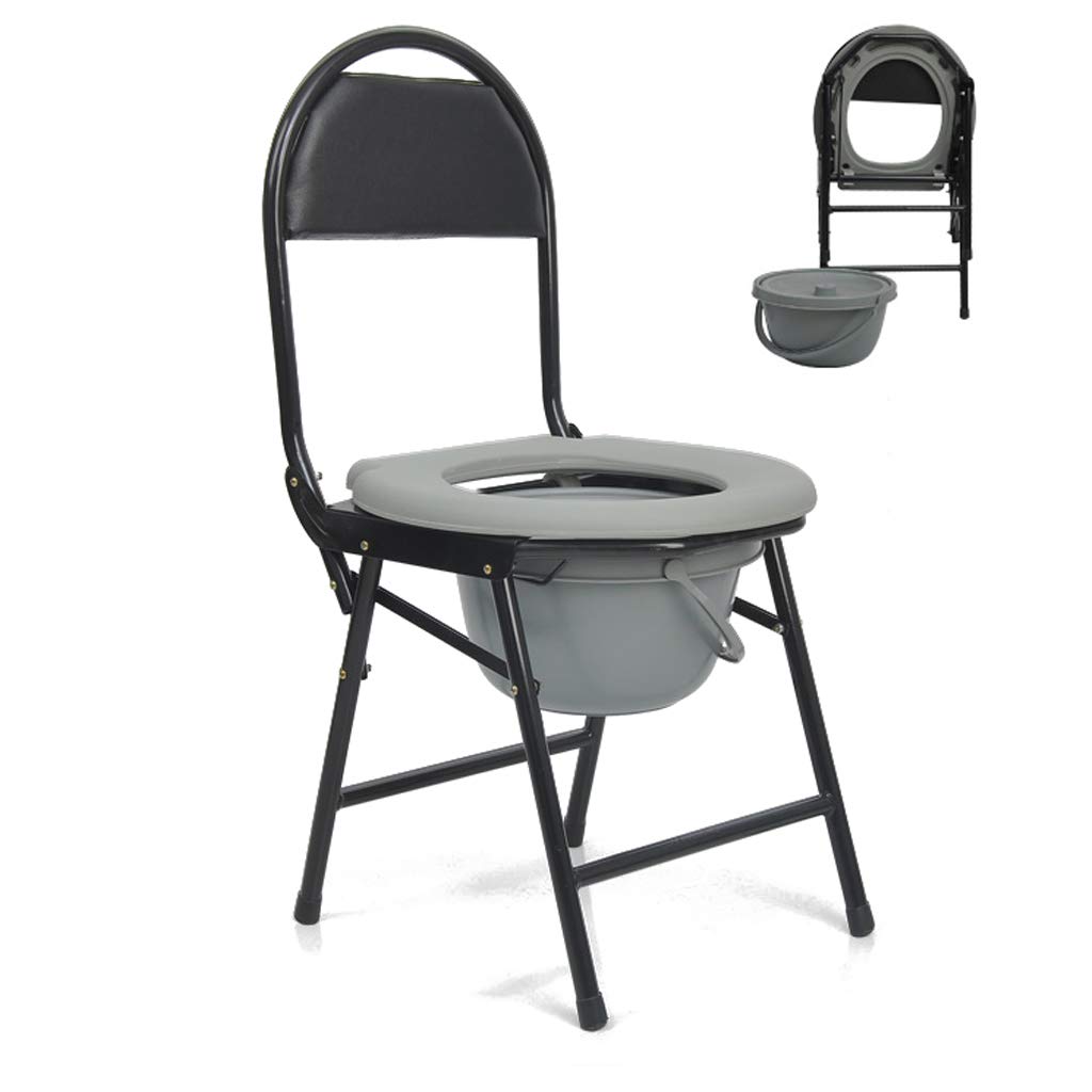 **Portable Folding Commode Chair with Arms & Backrest - Lightweight Toilet Seat for Elderly, Disabled & Pregnancy - Homecare Bathroom Support for Indoor & Outdoor Use**