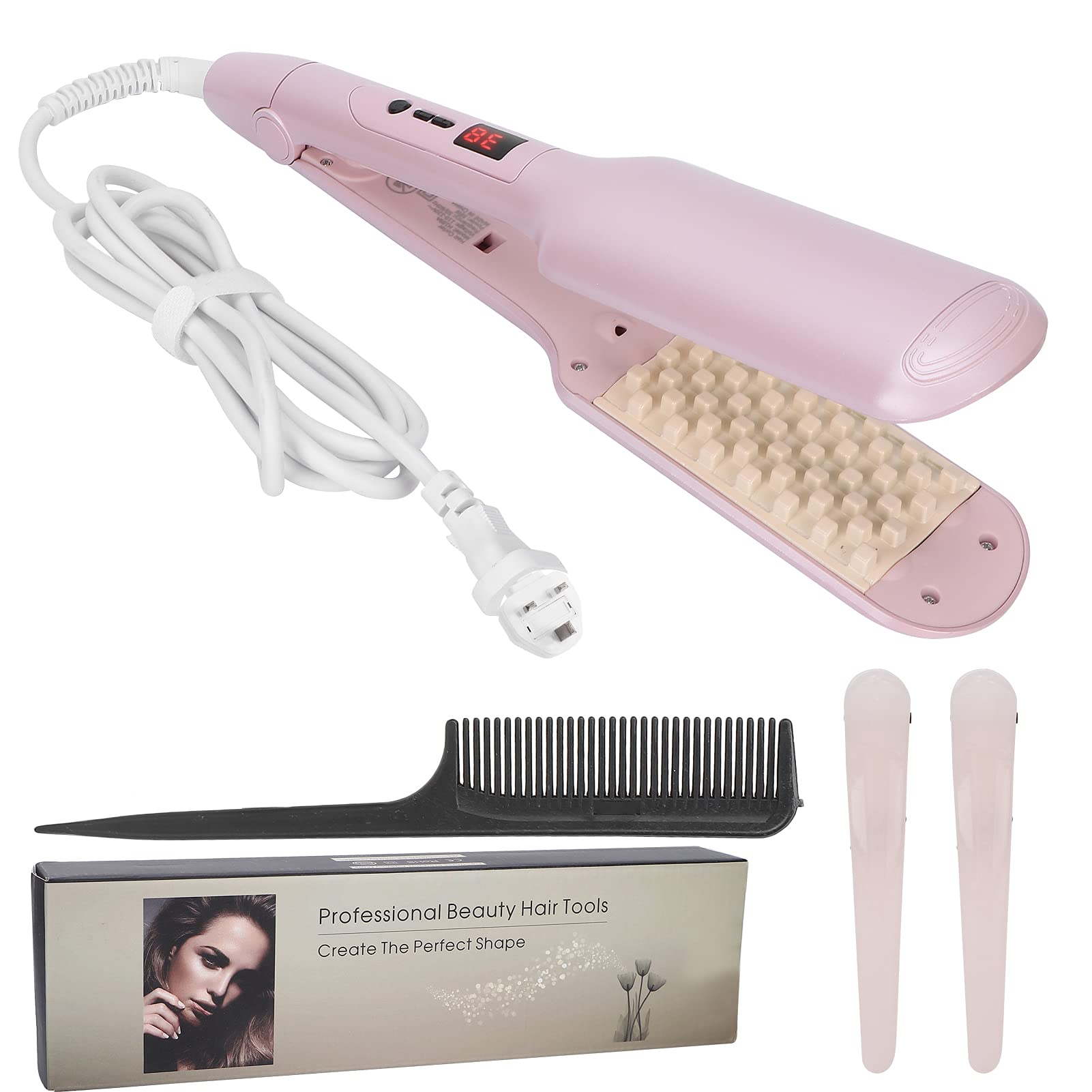Volumizing Curling Iron with LCD Screen - Wide Plate Hair Crimper for Fluffy Volume & Curls | Perfect for Hairstyling, Parties & Everyday Glam (US)