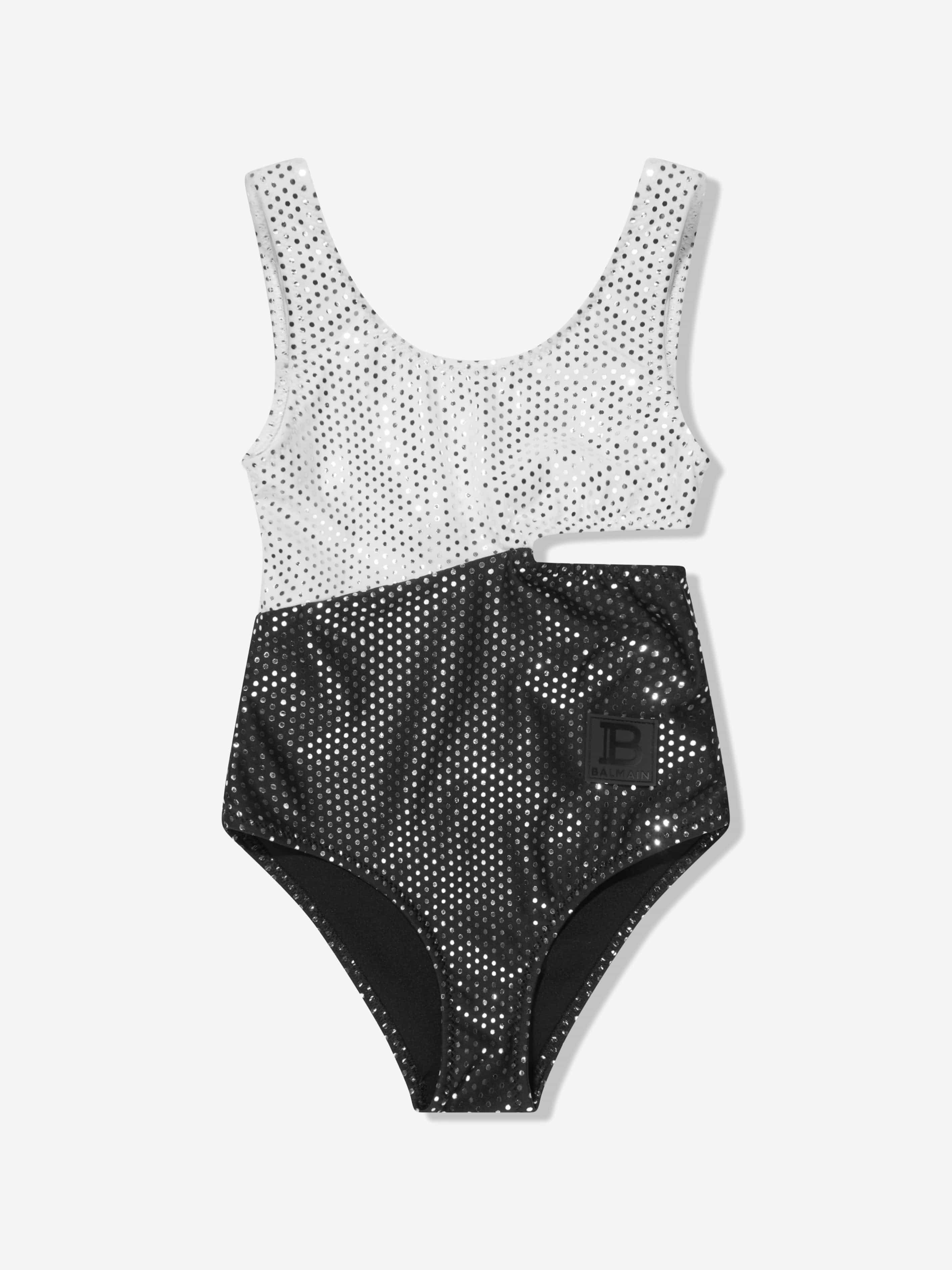 Balmain Girls Logo Swimsuit - White One-Piece Bathing Suit for Kids | Beach, Pool & Summer Vacation Outfit