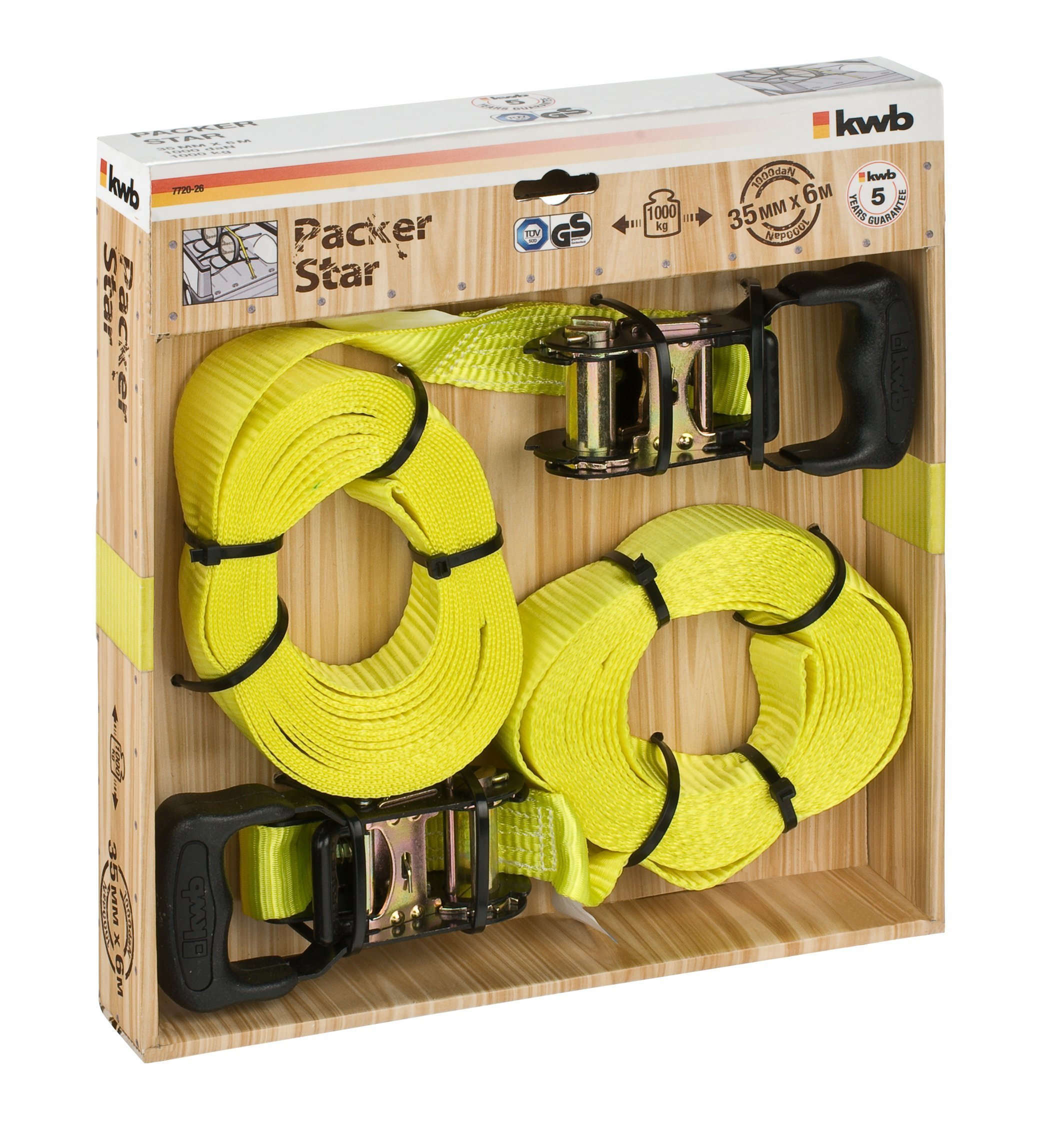 772026 2 Heavy-Duty Ratchet Tensioning Belts 6m x 35mm - Perfect for Securing Cargo, Moving Equipment & DIY Projects