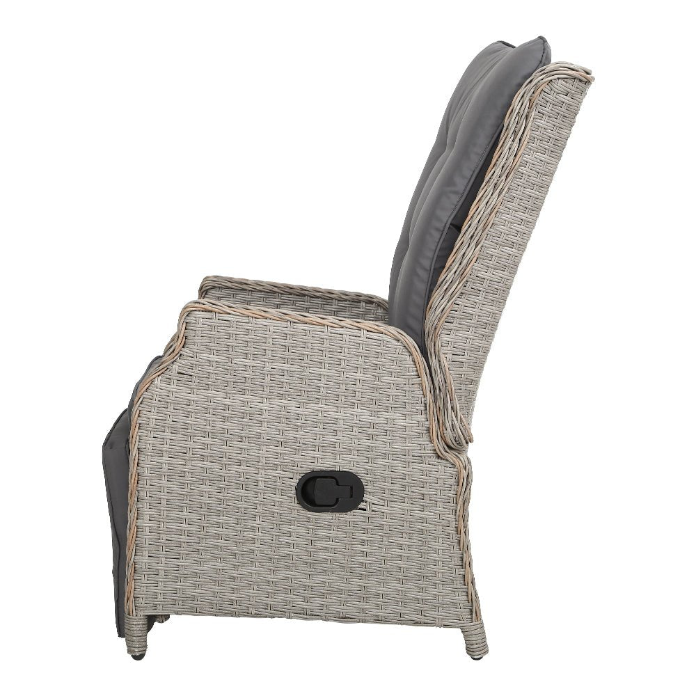 Elara Outdoor Recliner Patio Chair - Grey - Adjustable Lounge Chair for Backyard, Poolside & Garden Relaxation - Weather-Resistant & Comfortable