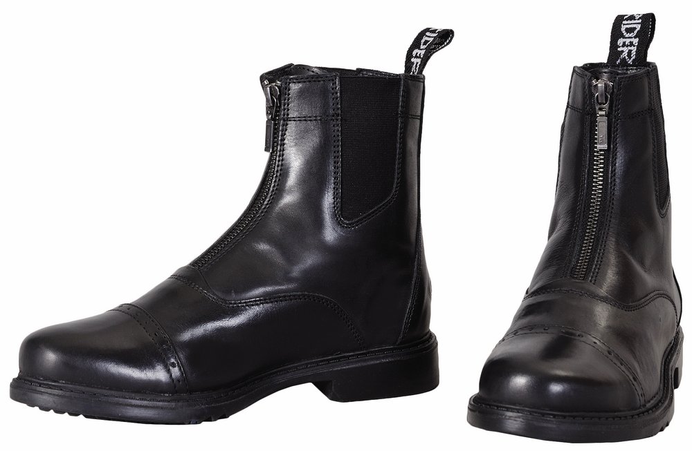 TuffRider Men's Baroque Front Zip Paddock Boots with Metal Zipper - Durable Equestrian Riding Boots for Horseback Riding, Barn Work & Outdoor Activities