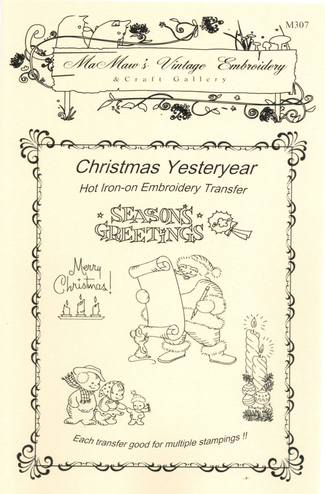Vintage Christmas Iron-On Embroidery Transfers - Holiday DIY Craft Projects for Festive Decor & Gifts