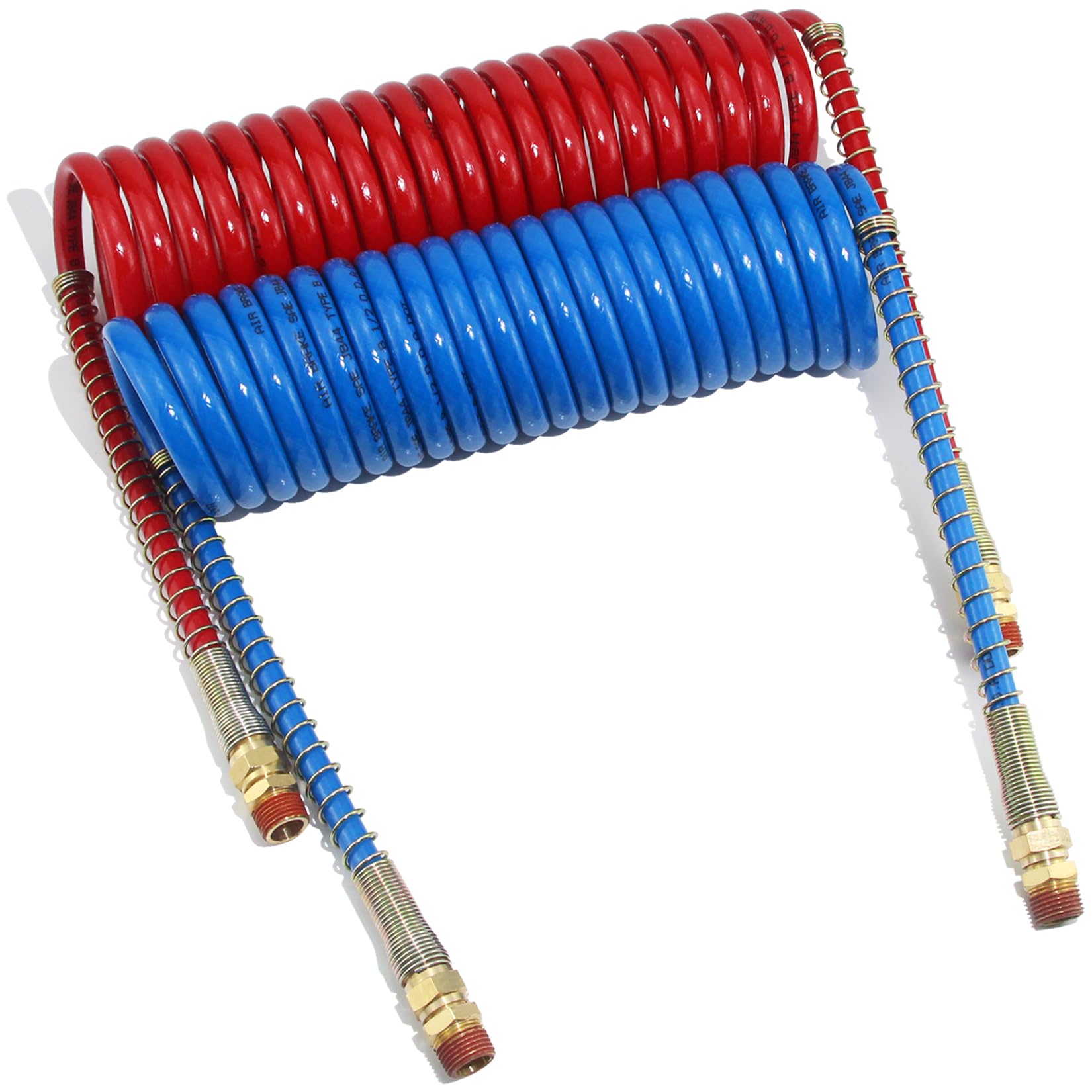 15Ft Coiled Air Brake Hoses Assembly for Semi Truck - 12