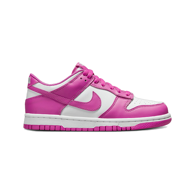 Nike Kids' Dunk Low GS Sneakers - White & Active Fuchsia | Comfortable & Stylish Basketball Shoes for Boys & Girls | Perfect for School, Sports & Casual Wear