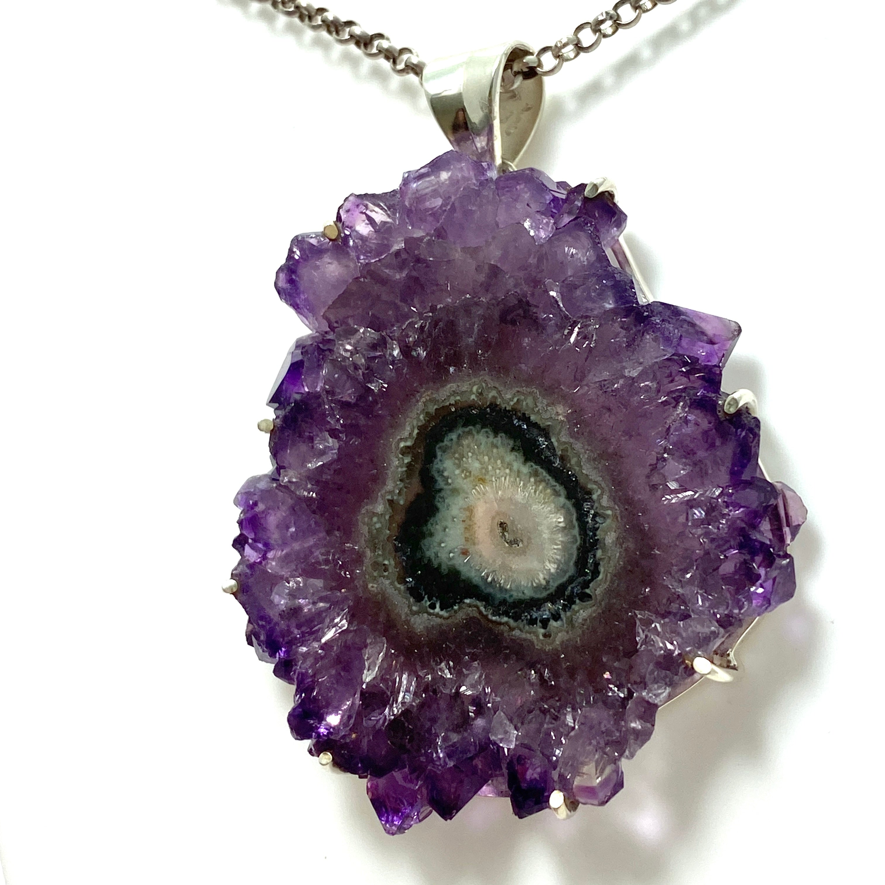Natural Amethyst Stalactite Pendant Necklace - 68mm Healing Crystal Jewelry (GPJ10) for Meditation, Energy Cleansing & Spiritual Gifts
