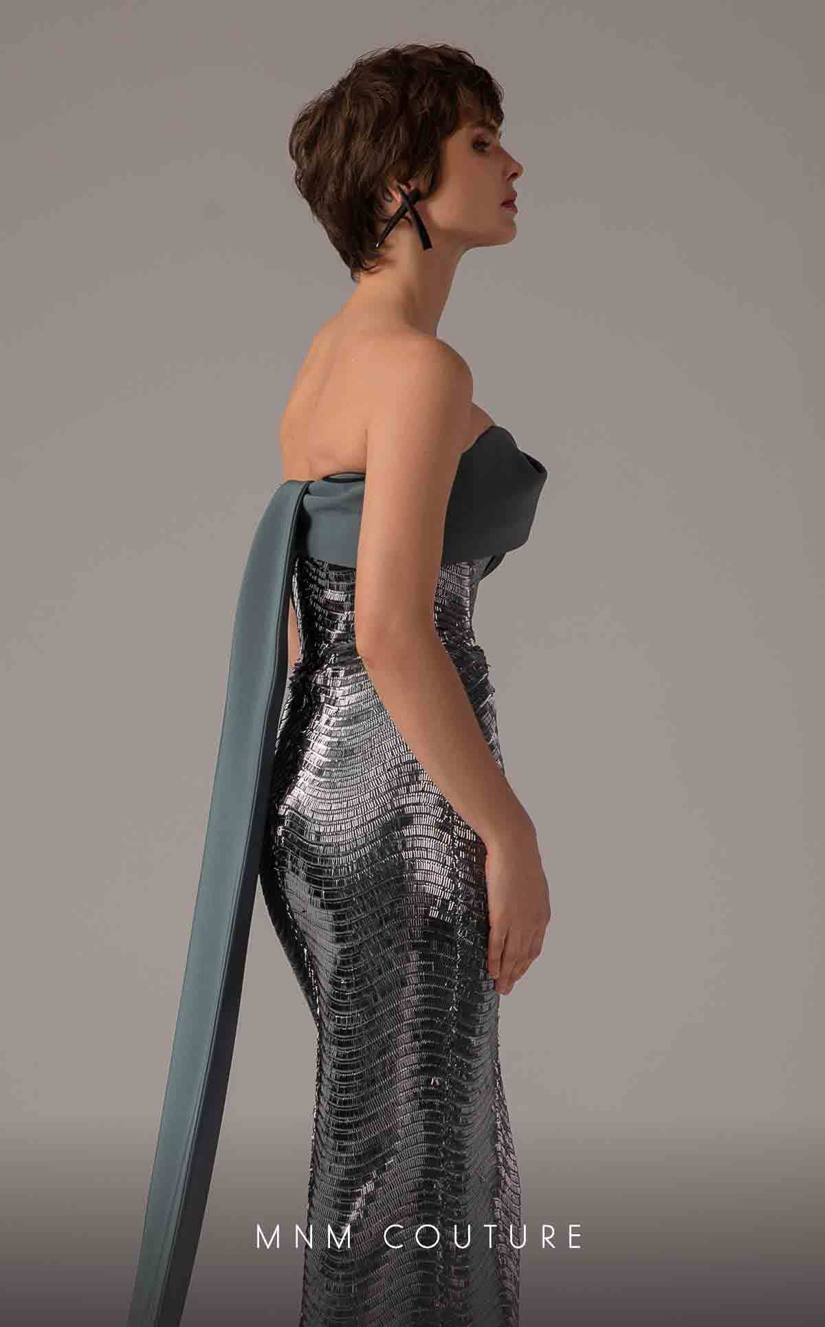 Azaria Strapless Embroidered Evening Gown - Elegant Beaded Wedding Dress for Brides, Prom & Formal Events | MNM Couture E0087 | Perfect for Red Carpet, Gala & Special Occasions