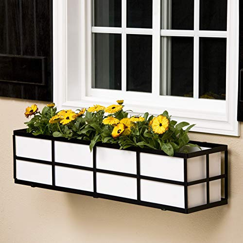 36 Inch Simple Elegance Window Box Planter with White PVC Liner - Perfect for Flowers, Herbs & Outdoor Decor - Balcony, Patio & Garden Decoration