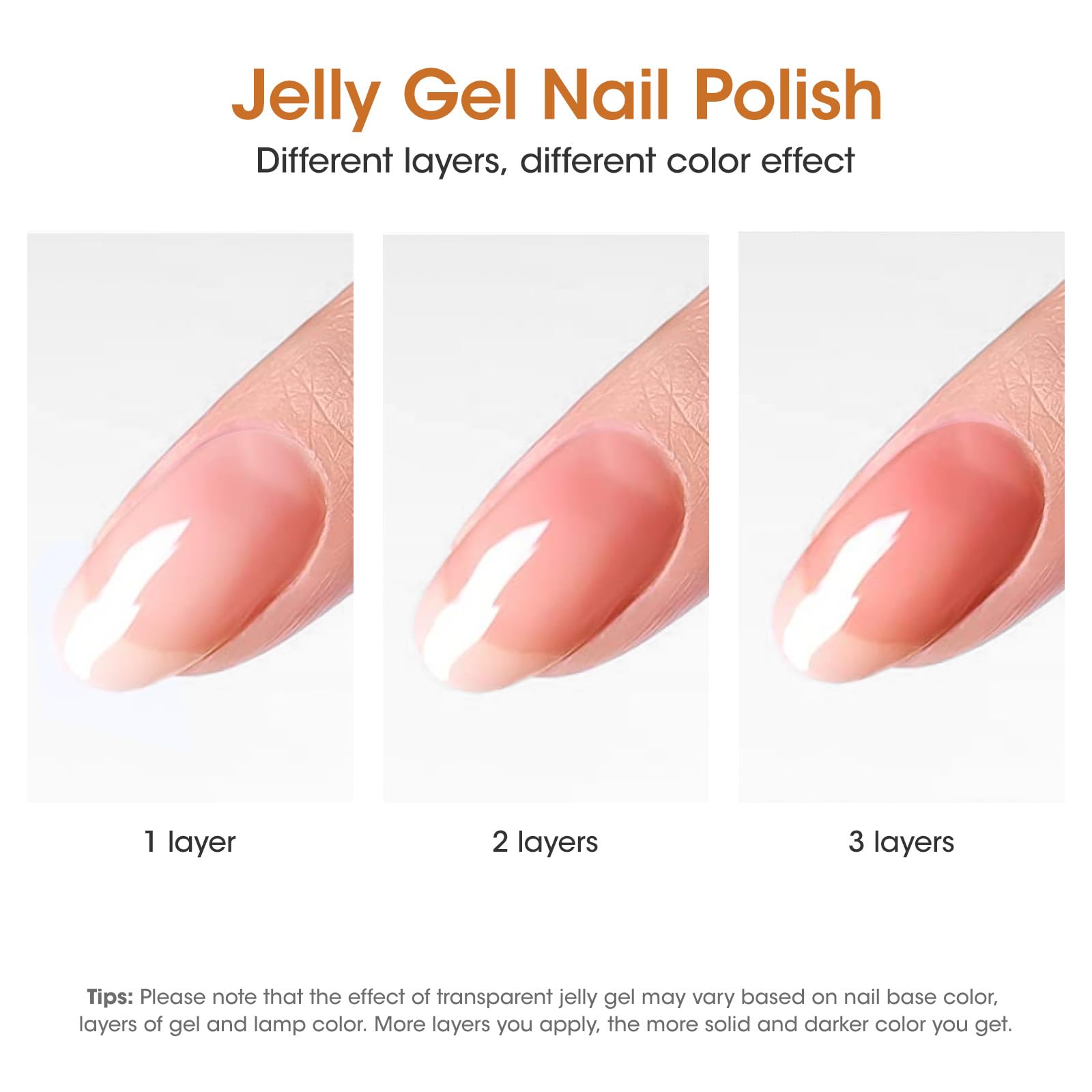 Gellen Jelly Gel Nail Polish Set - 6 Transparent Amber Brown Colors UV LED Soak Off Gel Polish for Salon & DIY at Home (Colors 744-754) | Perfect for Manicures, Pedicures & Nail Art Designs