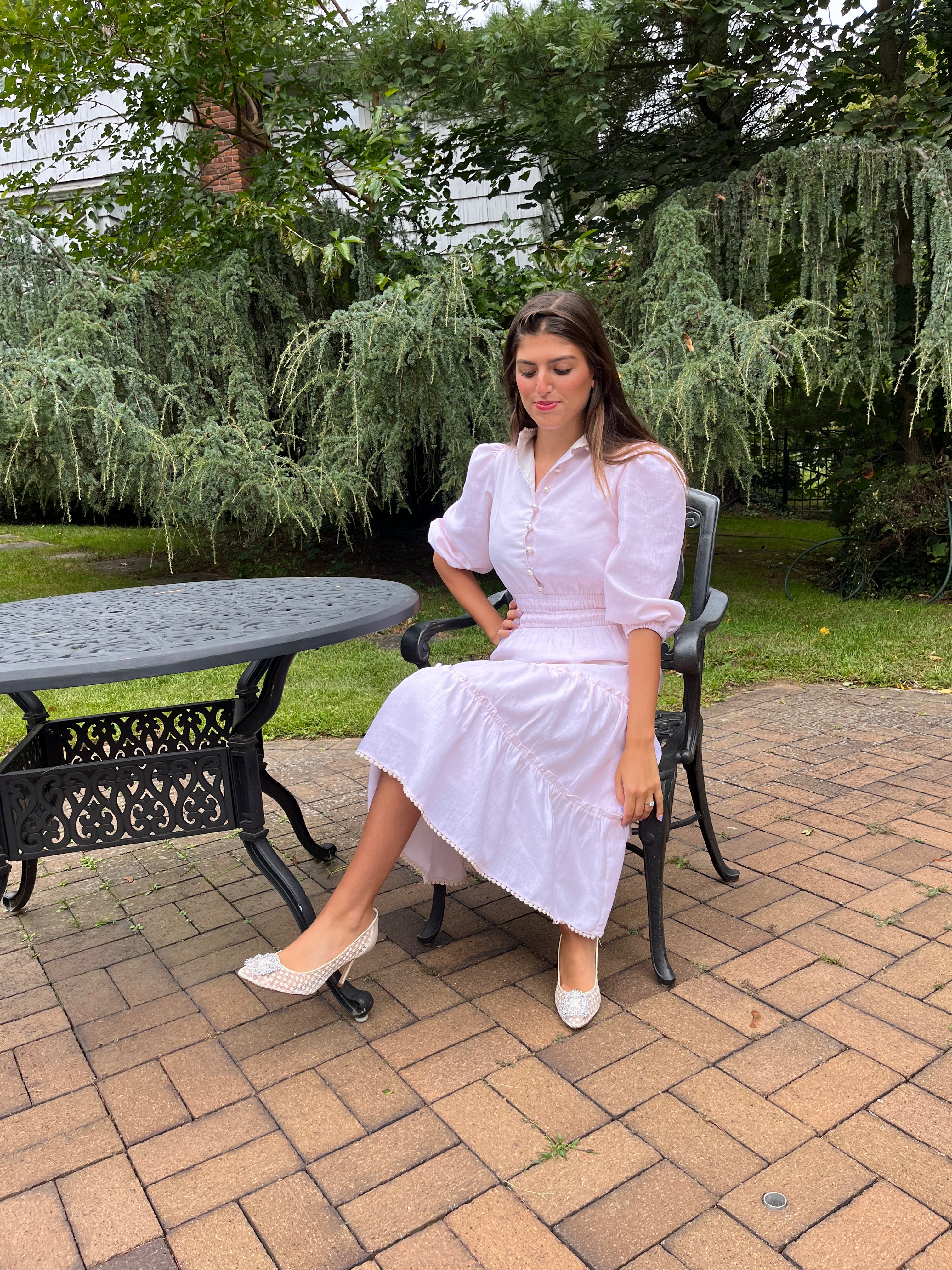 Elegant Pale Pink Linen Dress for Women - Summer Casual Flowy Maxi Dress - Perfect for Beach Vacations, Brunch Dates & Outdoor Weddings