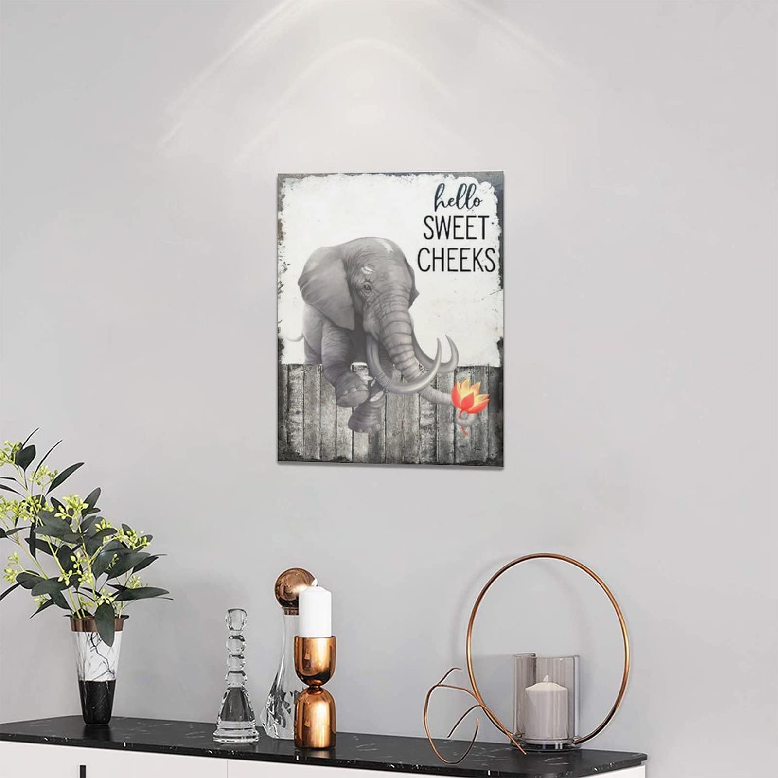 Funny Elephant Canvas Art 12x16 - Farmhouse Bathroom & Bedroom Wall Decor
