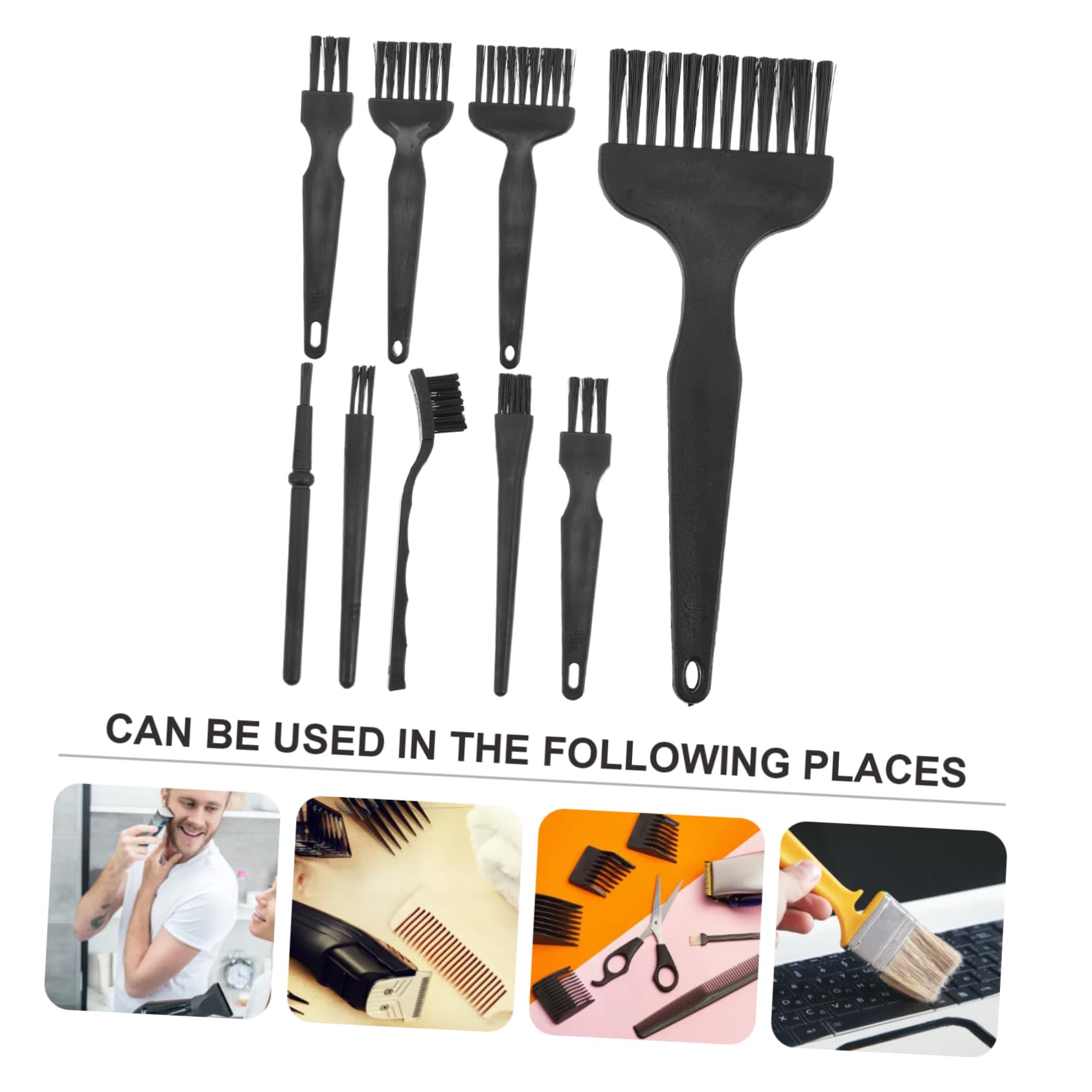 16 Pcs Electric Shaver Cleaning Brush Set - PP Black Hair Trimmer & Keyboard Cleaning Tool for Men & Women - Perfect for Grooming, Personal Care, and Home Cleaning