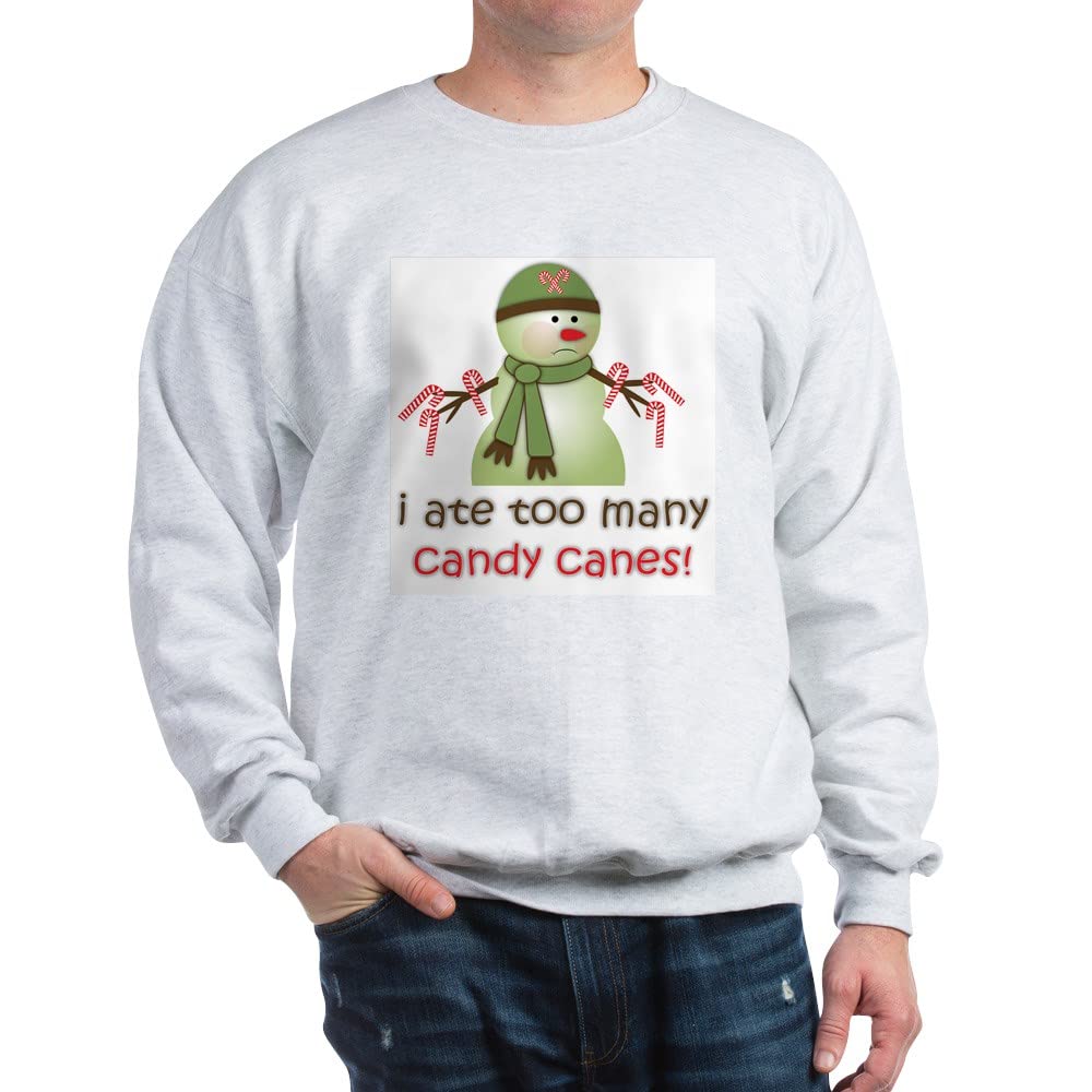 Funny Sick Candy Cane Snowman Christmas Sweatshirt - Cute Holiday Pullover for Winter Parties & Ugly Sweater Contests