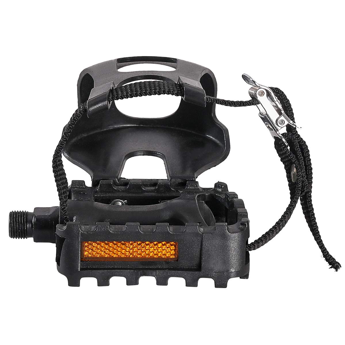 DRBIKE Alloy & PP Bike Pedals with Toe Clip Cage and Straps - 9/16