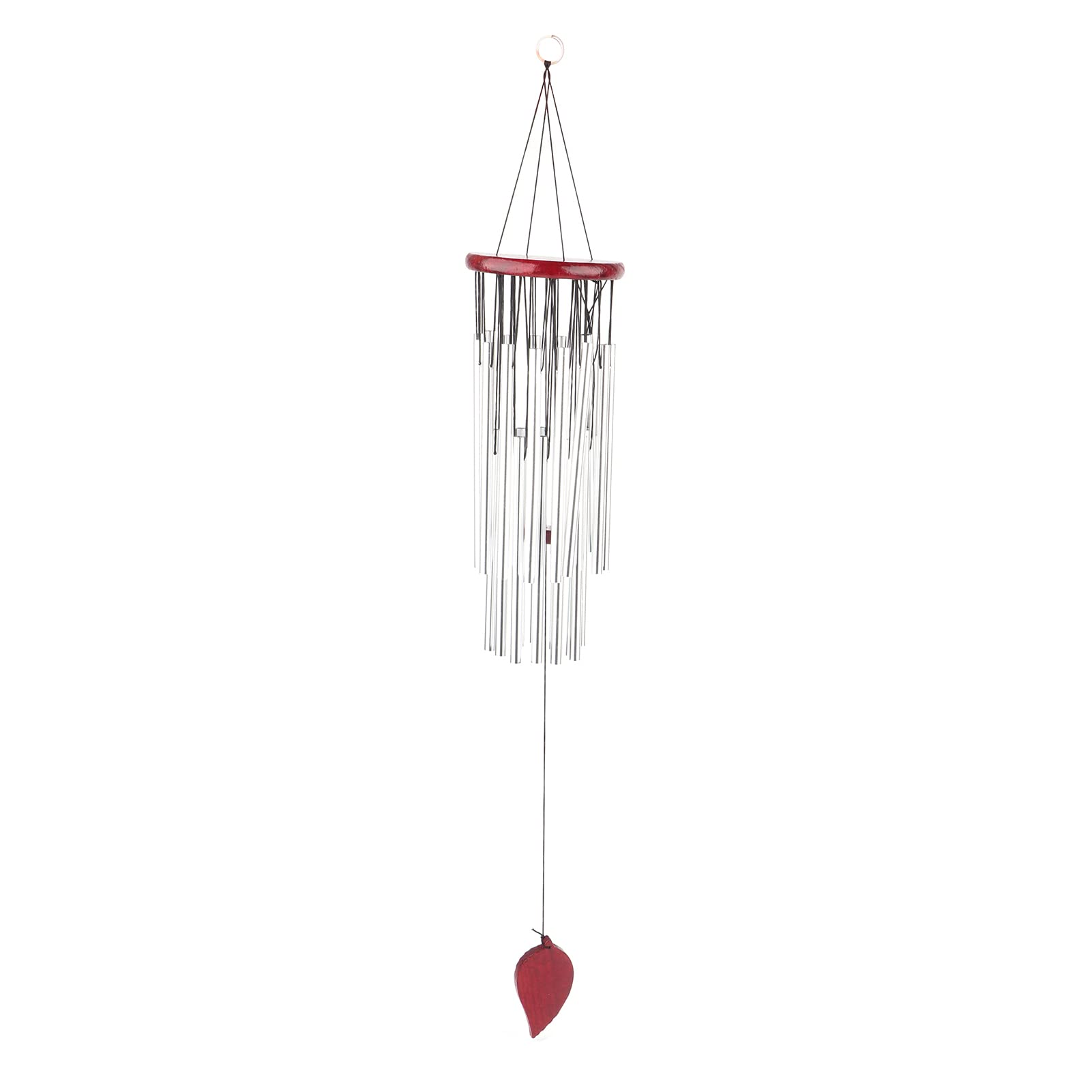Large 27-Tube Silver Wind Chimes for Outdoor Garden Decor - Church Bells Style with Red Wood Base | Perfect for Patio, Porch & Backyard Relaxation
