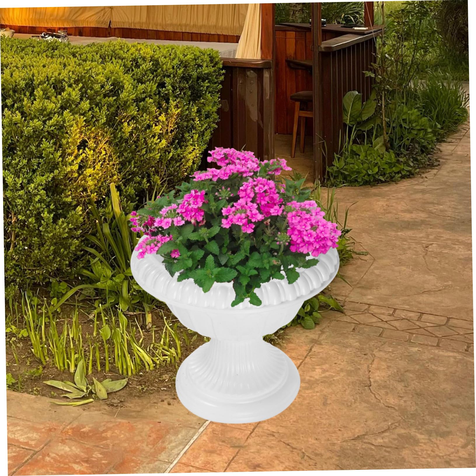 4pcs Roman Style Flower Vase Set - White Plastic Garden Urn Planters for Front Porch, Table Centerpiece & Outdoor Decor | Wedding, Patio & Home Decoration