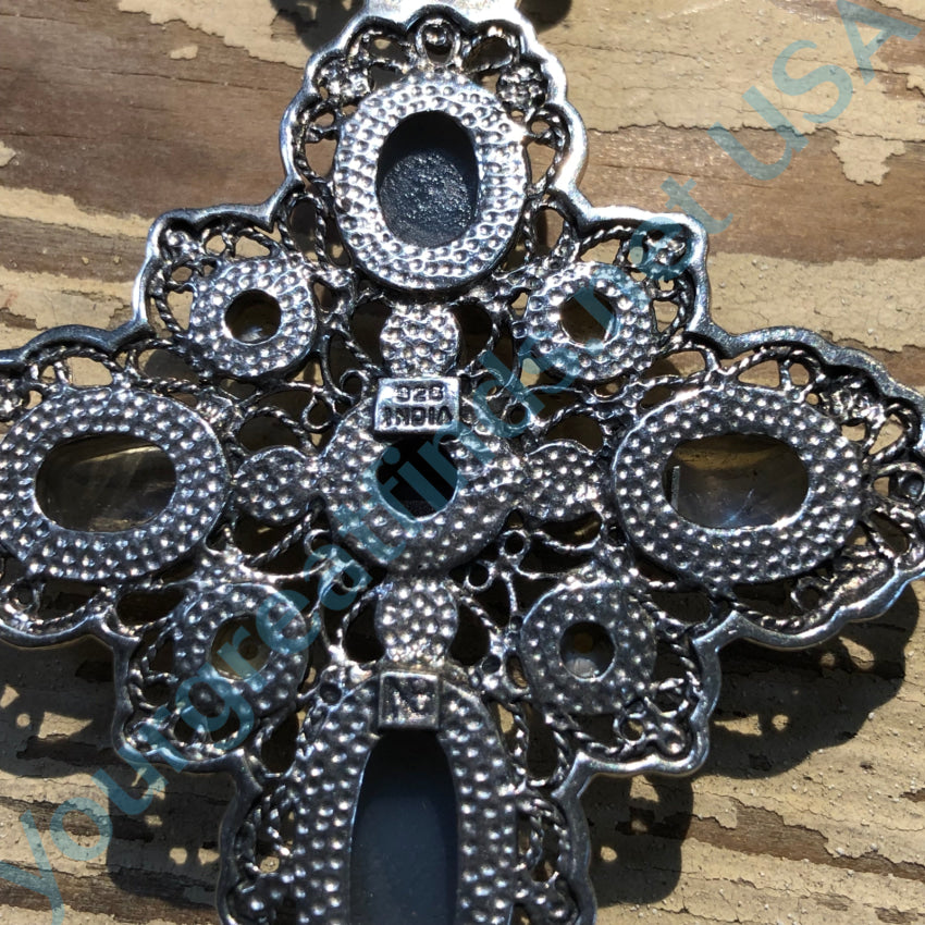 925 Sterling Silver Multi-Gemstone Holy Cross Pendant Necklace - Perfect for Religious Gifts, Baptism, First Communion & Everyday Faith Jewelry
