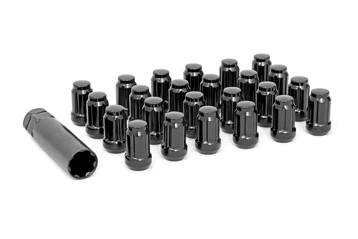 24-Pack 1/2x20 Black Lug Nuts (502024BLK) - Heavy Duty Wheel Lug Nut Set for Trucks, SUVs & Trailers - Rust Resistant & Durable for All Weather Conditions