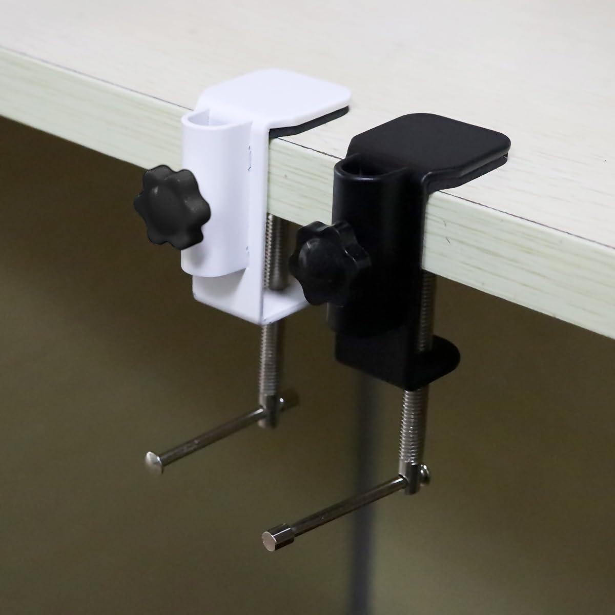 OriGlam Quick-Grip C Clamp - Heavy Duty Desk Clamp for LCD Monitor, Flash Desk & Lighting Fixtures - Adjustable Mount Holder Bracket for Office, Studio & Home Workspace (White)