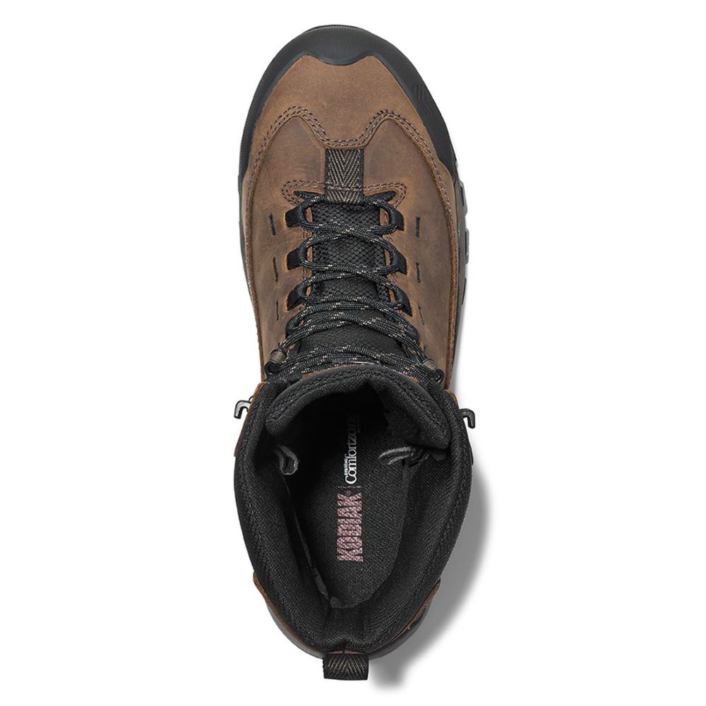 Kodiak Quest Bound Men's 8 Inch Waterproof Composite Toe Work Boots - Brown (KD0A4THHBRN) | Slip Resistant Safety Shoes for Construction, Hiking & Outdoor Work