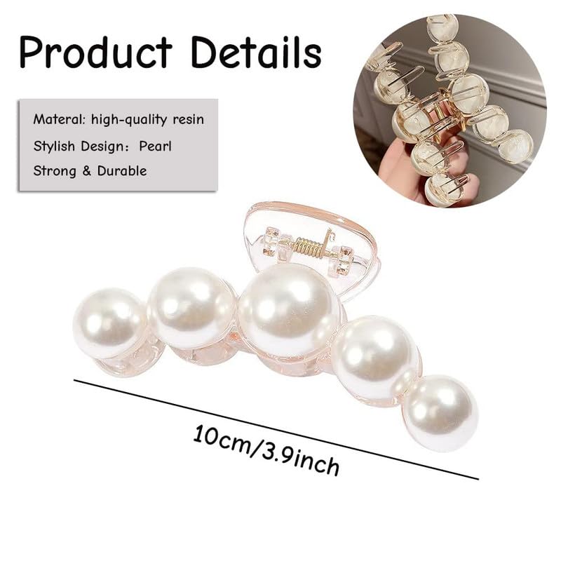 Staila Elegant Pearl Hair Claw Clip - Large Acrylic Hairpin with Rhinestone & Geometric Design - Barrettes Hair Accessories for Women (Multicolor) | Perfect for Weddings, Parties & Everyday Styling