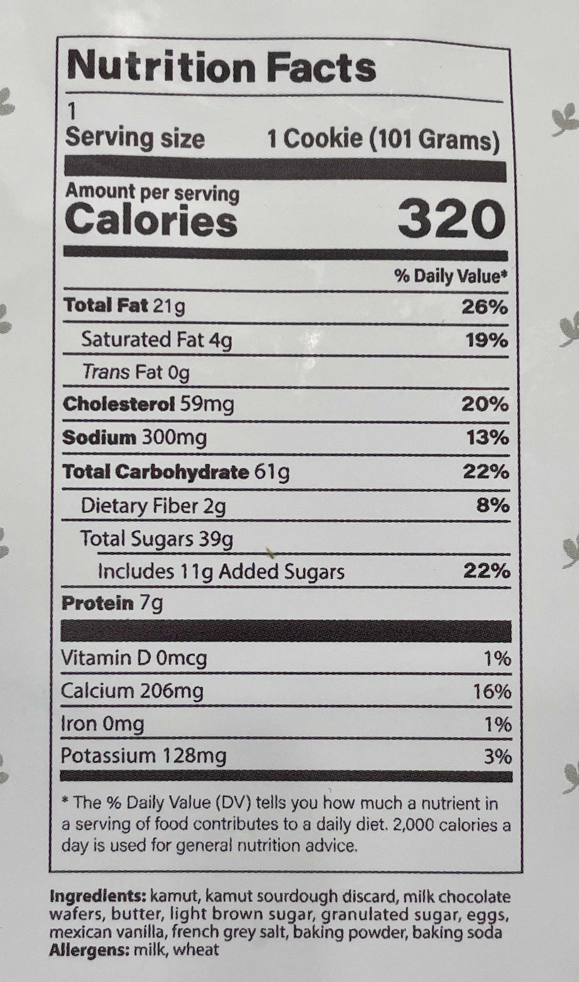 Organic Kamut Chocolate Chip Sourdough Cookies 5-Pack | Healthy Ancient Grain Snacks | Perfect for Breakfast, School Lunch & Afternoon Tea