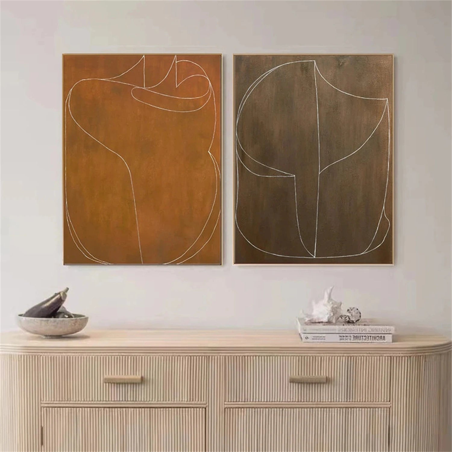 Abstract Painting Set of 2 - Modern Wall Art for Living Room & Bedroom Decor - #AB 274
