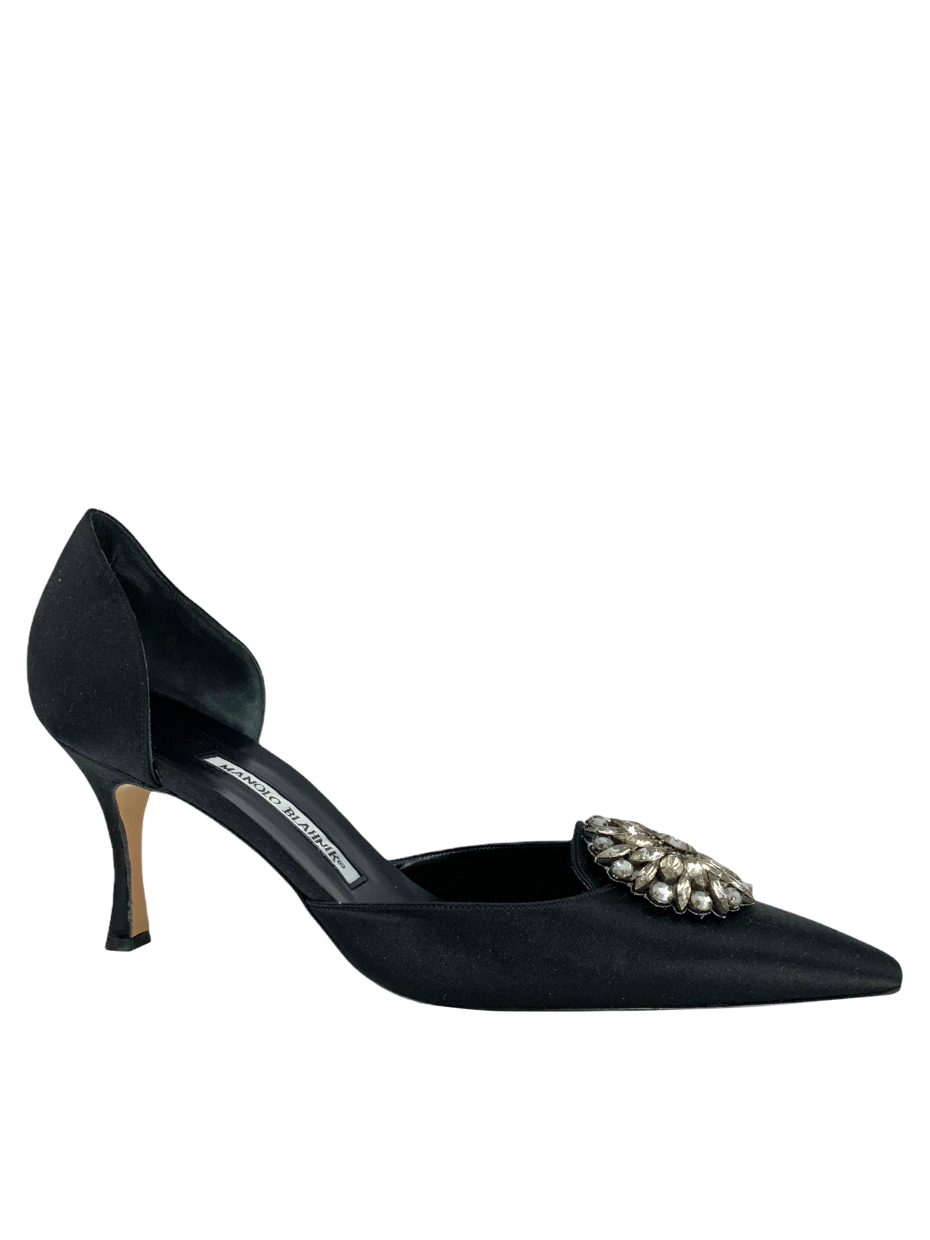 Manolo Blahnik Embellished Satin d'Orsay Pumps - Women's Size 10.5 (US) | Luxury High Heels for Weddings, Parties & Special Occasions