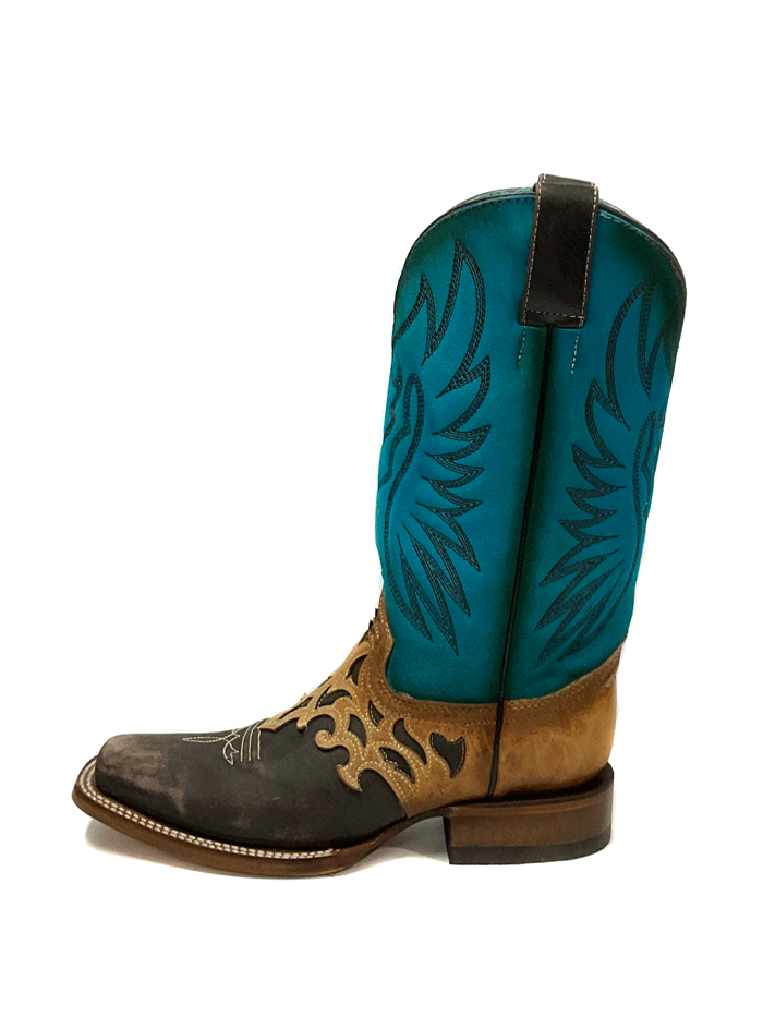 Corral Z5099 Women's Blue Tobacco Western Boots with Overlay & Embroidery Square Toe - Perfect for Country Dancing, Rodeos & Western Fashion