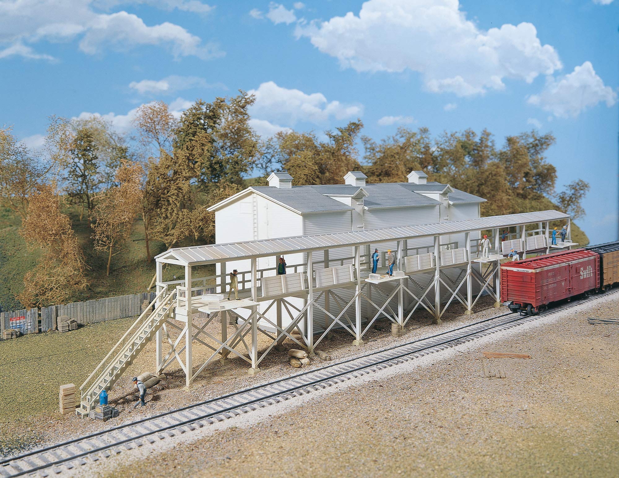 Walthers Cornerstone Series HO Scale Ice House & Icing Platform Model Train Kit - Realistic Gray Color - Perfect for Railroad Layouts & Winter Scenes