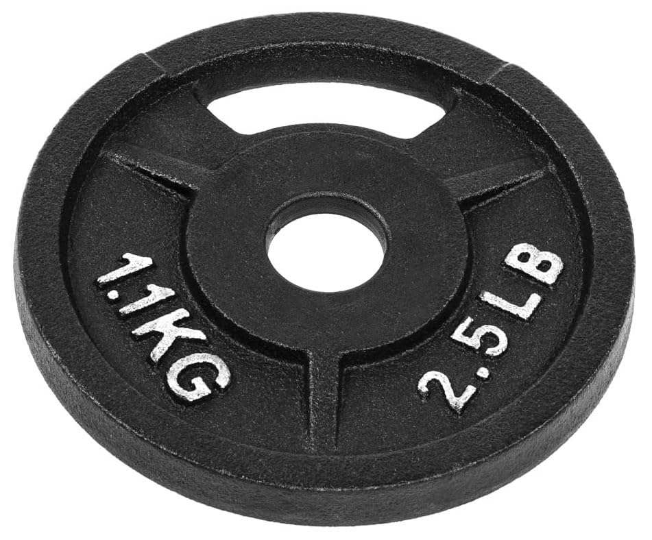 Signature Fitness Standard 1-Inch Cast Iron Weight Plates - Strength Training & Weightlifting Equipment for Home Gym, CrossFit, and Powerlifting Workouts