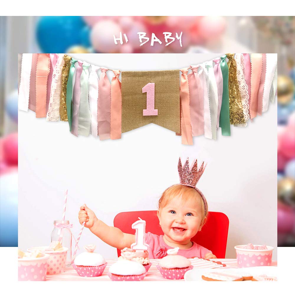 Pink Princess Style Tutu High Chair Banner - 1st Birthday Party Decorations for Girls, Baby Shower Supplies | Perfect for Birthday Photoshoots, Nursery Decor & Princess-Themed Celebrations