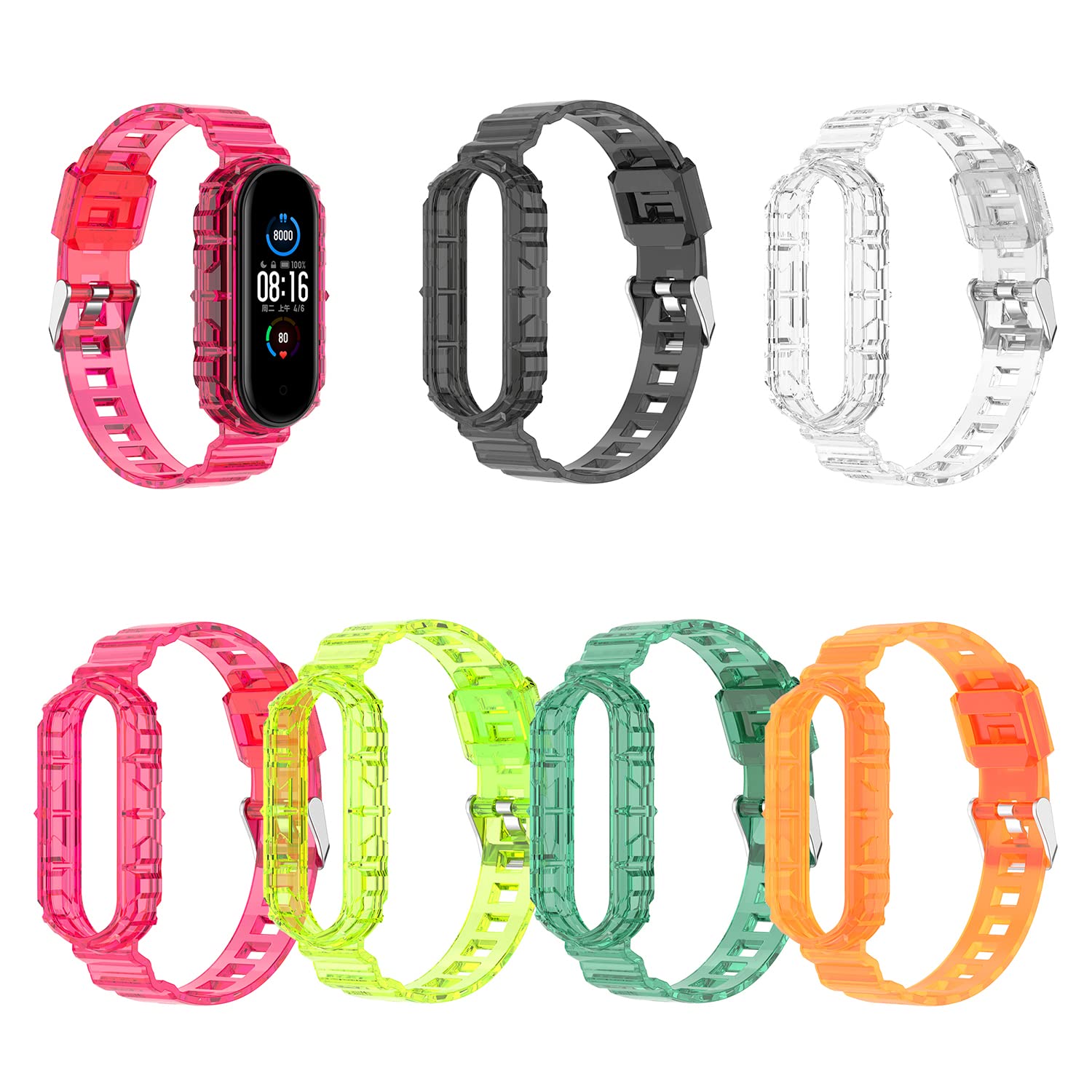 Premium Silicone Replacement Band for Xiaomi Mi Band 7/6/5 & Amazfit Band 5 - Soft, Flexible, Breathable Sports Wristband with Metal Buckle - Perfect for Running, Gym Workouts & Daily Wear