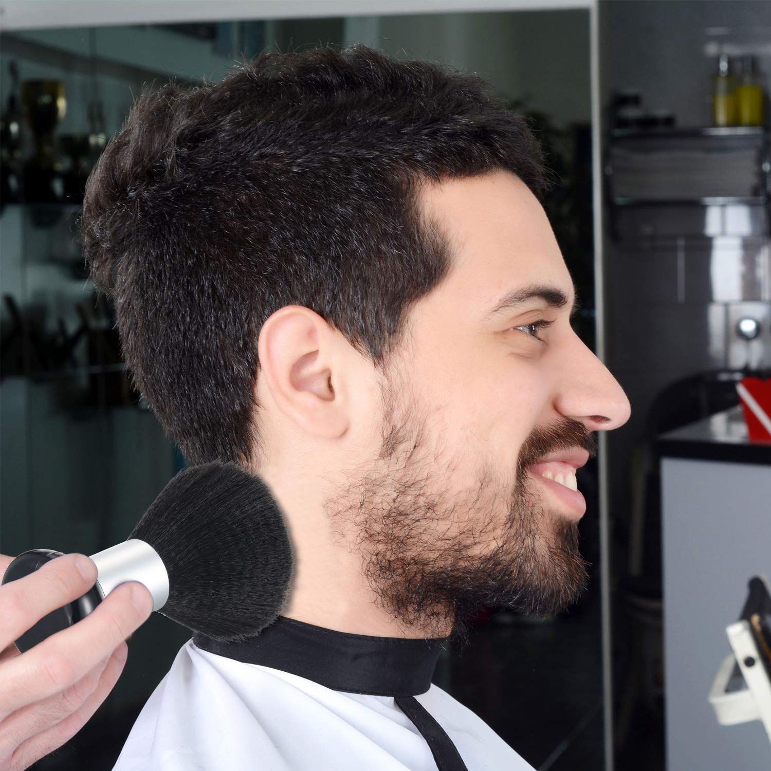 Professional Neck Duster Brush for Hair Cutting - Black Hairdressing Tool for Barbers & Stylists - Perfect for Salon, Home Haircuts & Grooming Kits