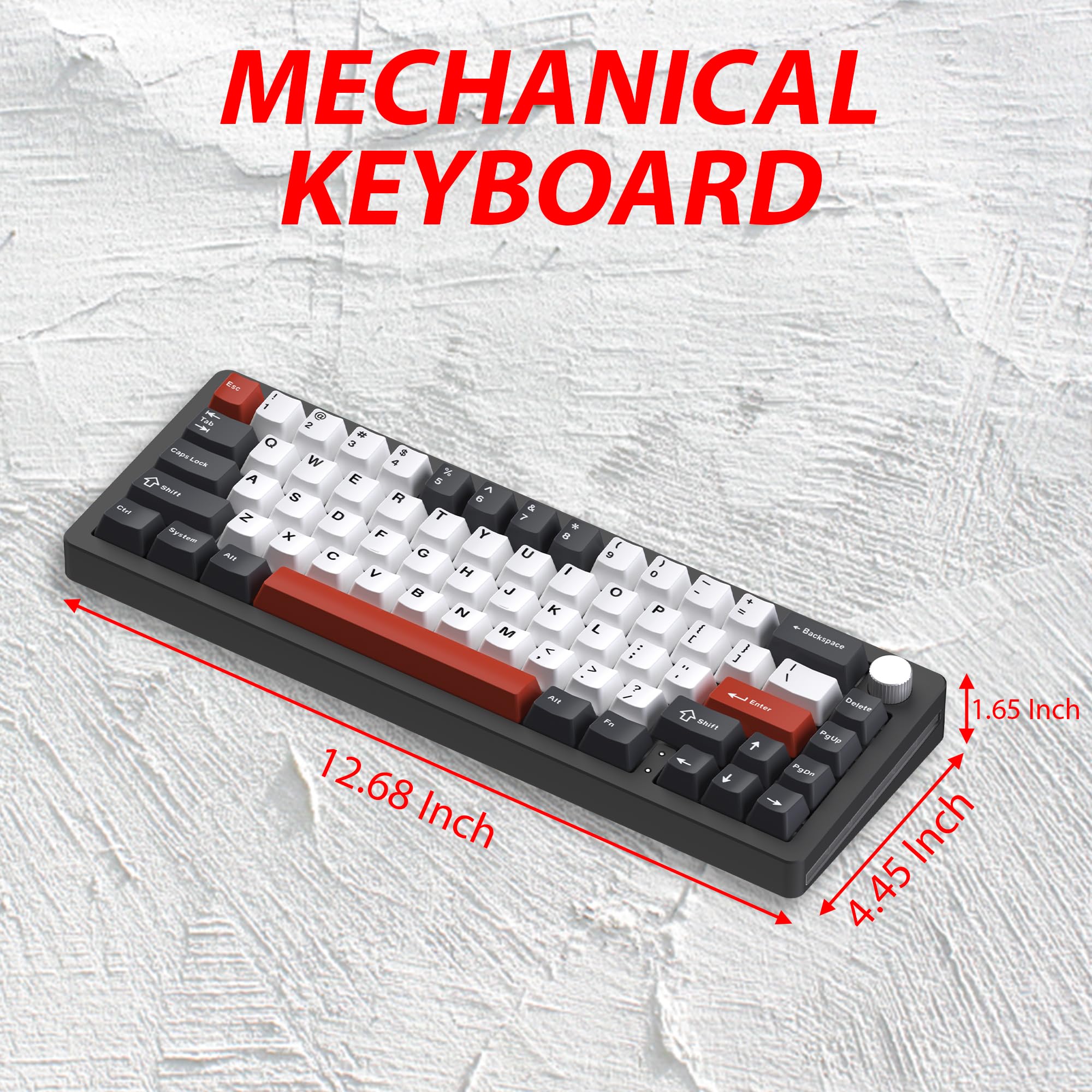 EMB Nabi Series NB1 65% Wireless Mechanical Gaming Keyboard - 66 Keys, CNC Aluminum Frame, RGB Backlit, Hot-Swappable Switches, 4600mAh Battery, Milk Linear Switches, Wired/Bluetooth/2.4G Connectivity (Black) | Perfect for PC Gaming, Office Work & Typing Enthusiasts