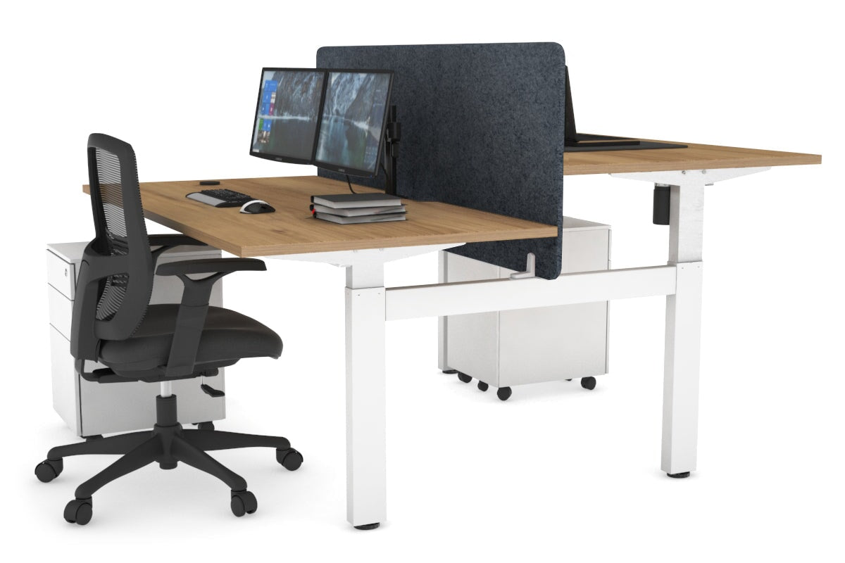 Adjustable Height 2-Person H Bench Workstation - White Frame (1200L x 800W) with Cable Management | Perfect for Office, Home Workspace & Collaborative Environments