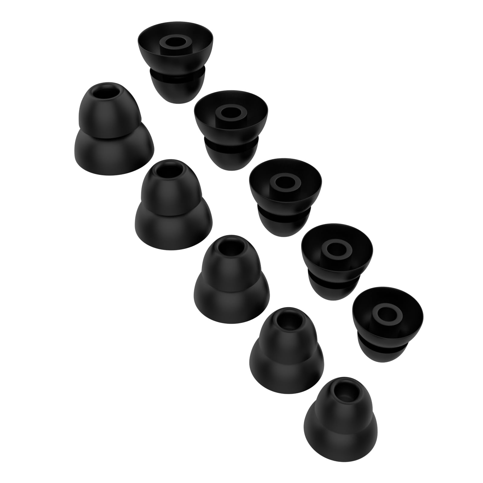 Premium Replacement Double Flange Silicone Earbuds Tips (10-Pack, Black) - Compatible with Beats Powerbeats 2 & 3 Wireless Headphones - Secure Fit for Running, Workouts & Active Lifestyles