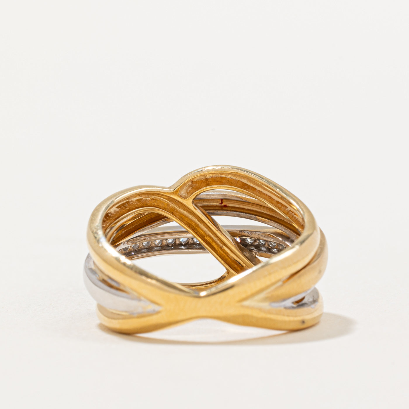 0.20ctw Overlapping Bands Diamond Ring - Size 7 | Elegant Stackable Wedding Band for Women | Perfect for Anniversaries, Engagements & Everyday Wear