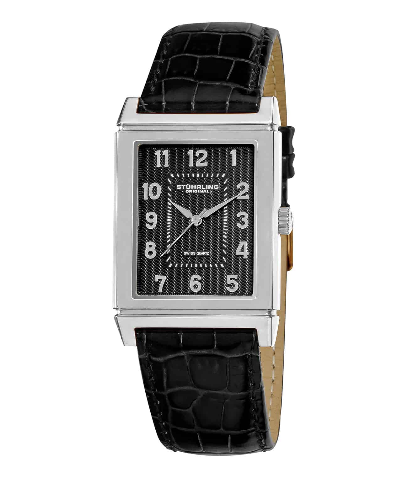 Black Dial / Silver Case / Black Leather Strap Tang Buckle