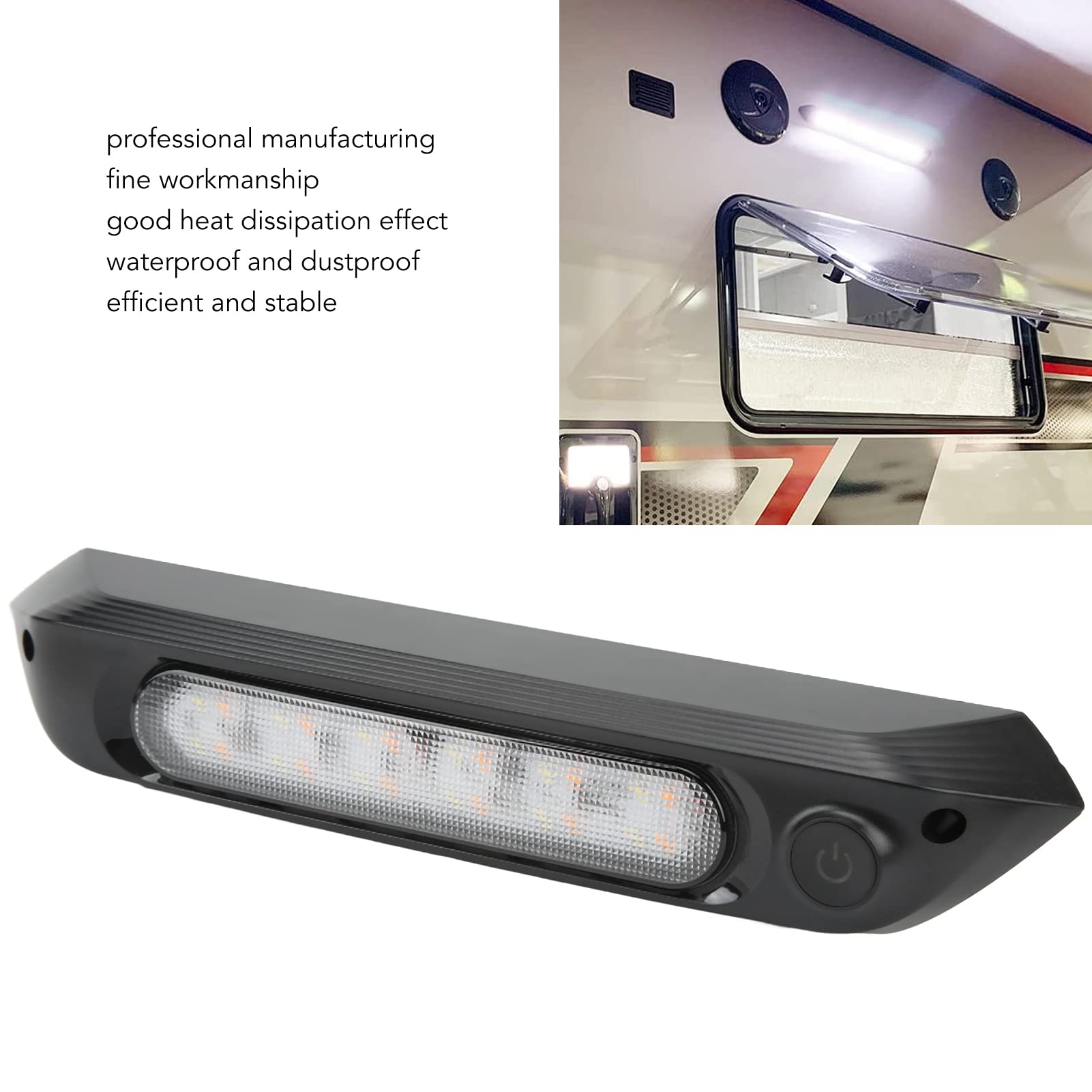 8W LED Awning Light for RV, Yacht & Porch - Black Shell Utility Strip Light | Perfect for Outdoor Camping, Marine & Home Decoration