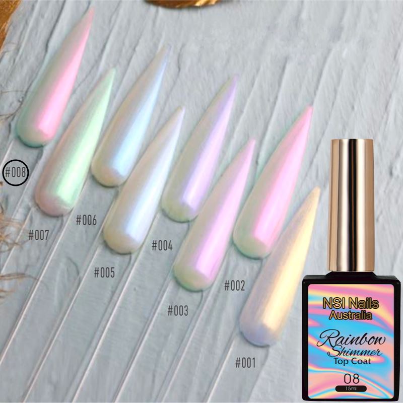 Rainbow Shimmer Gel Polish Top Coat - Long-Lasting High Gloss Nail Polish for Manicures & Pedicures - Perfect for Nail Art, Salon & Home Use