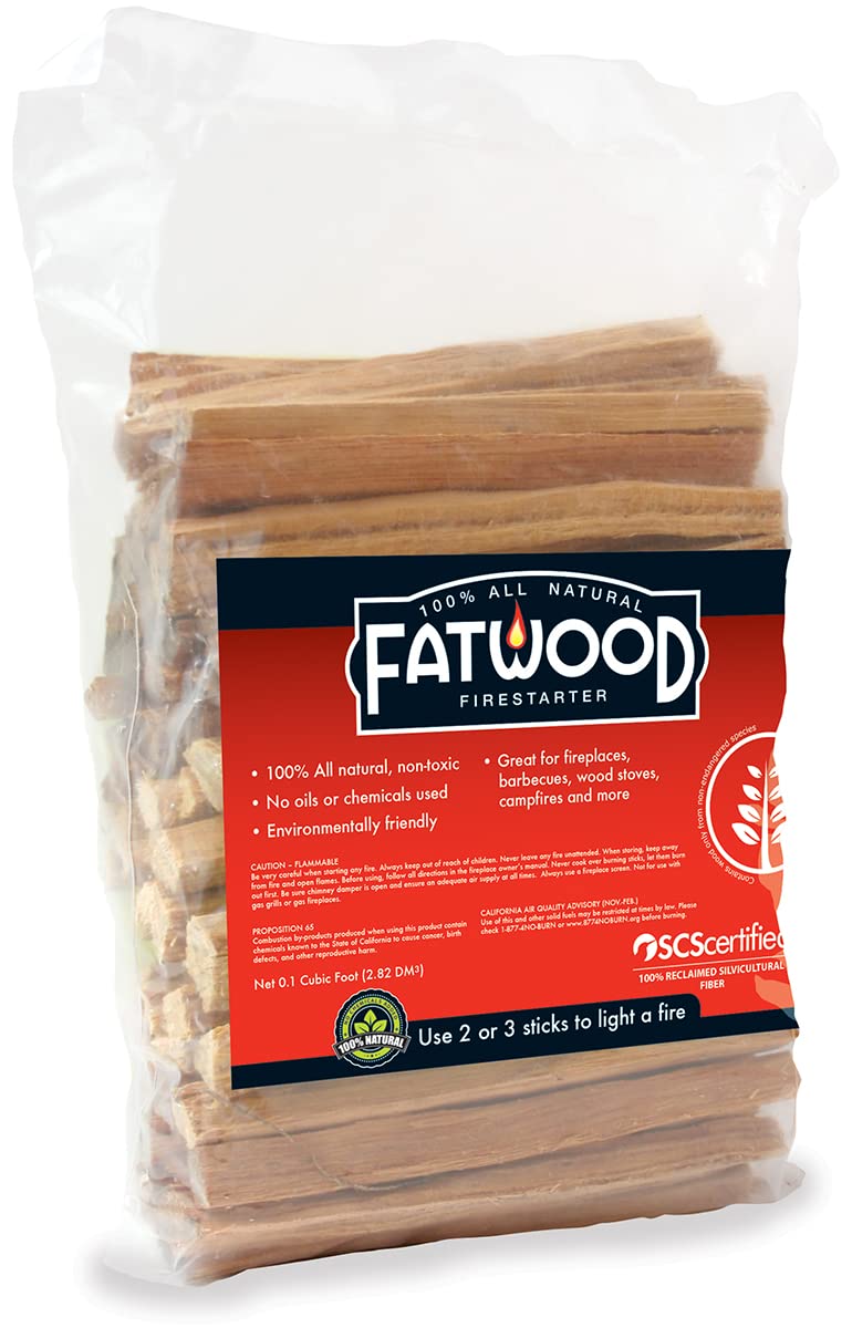 FATWOOD Premium Fire Starter Sticks - Natural Fire Starter Made from Pine Tree Stumps, Easy to Use (Only 2 Sticks Needed), 4 LB Resealable Bag - Perfect for Camping, Fireplaces, Grilling & Outdoor Adventures