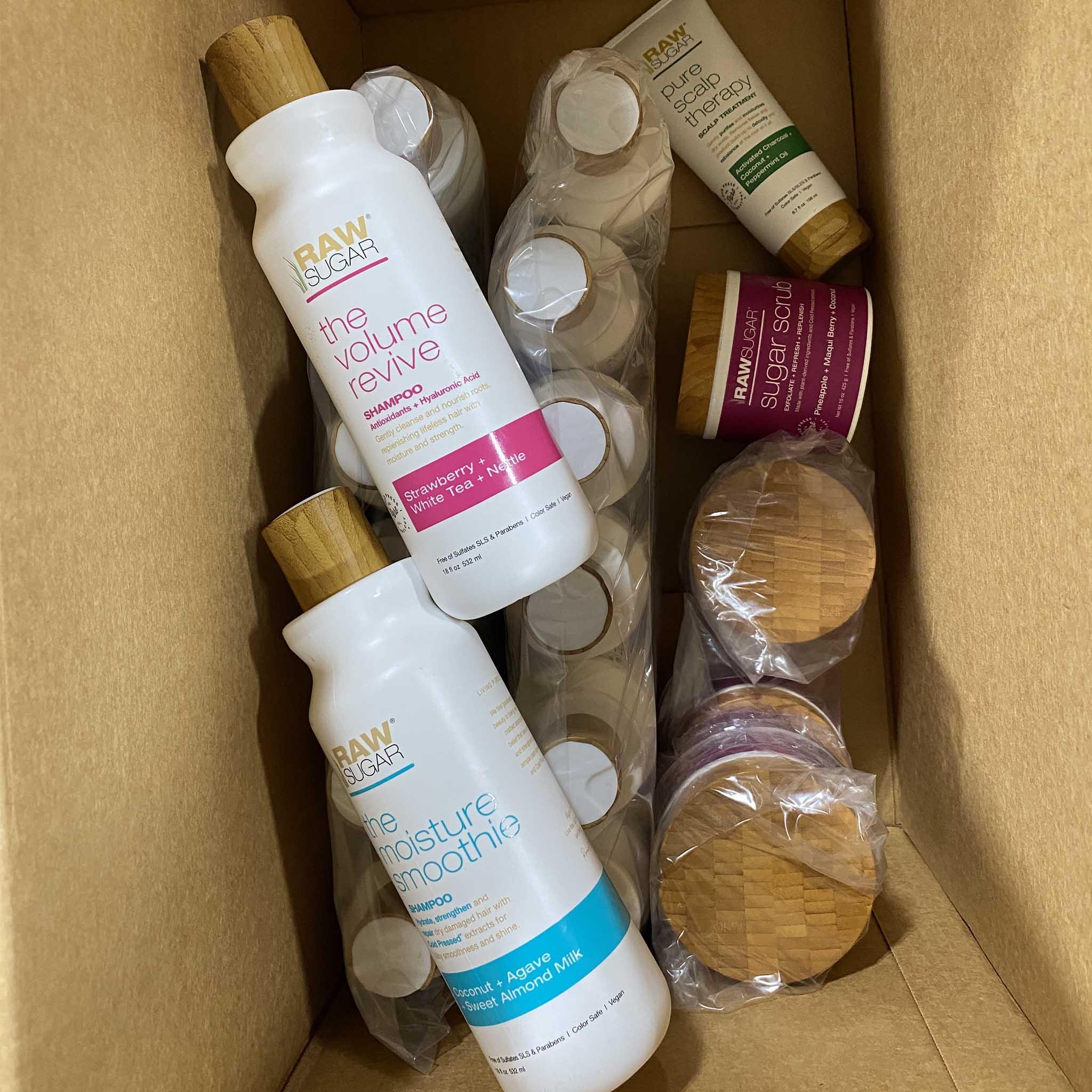 Raw Sugar Hair Care Assorted 24-Piece Set - Sulfate-Free Shampoo & Conditioner for Natural Hair - Perfect for Travel, Gifts & Daily Hydration