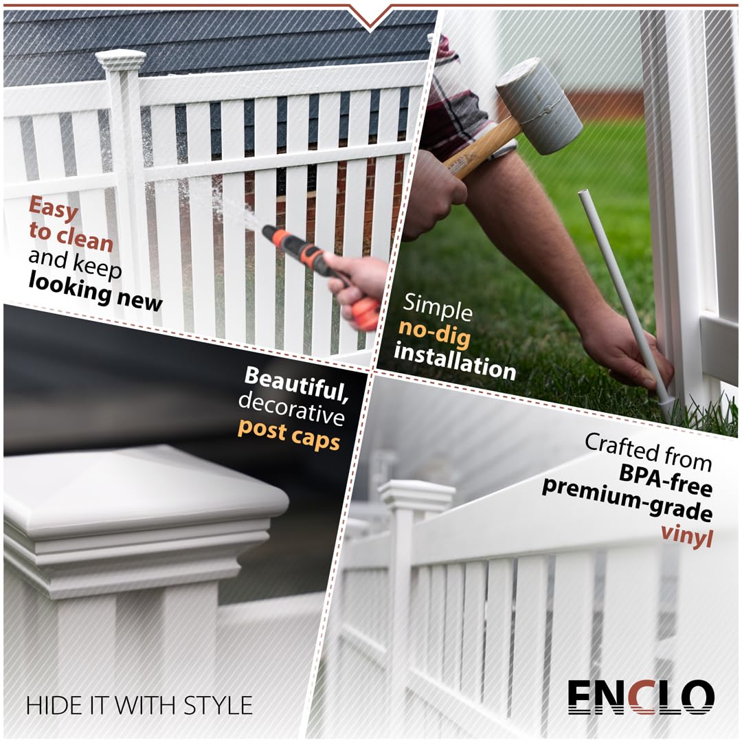 4ft x 3.3ft x 3.5ft No Dig Vinyl Privacy Fence Panels (3 Panels) - Hartford White Outdoor Privacy Screen for AC Units, Trash Cans & Backyard - Durable Weatherproof Fence Panels for Patio, Garden & Deck Privacy