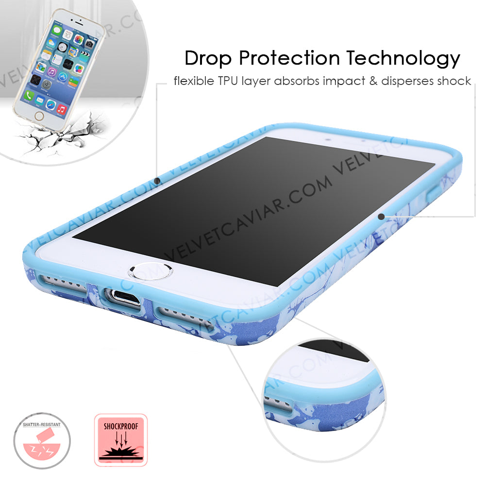 Premium Ocean Blue Chrome Marble iPhone Case - Shatterproof Protective Cover with Slim Fit Design | Perfect for Everyday Use, Travel & Fashion Accessory