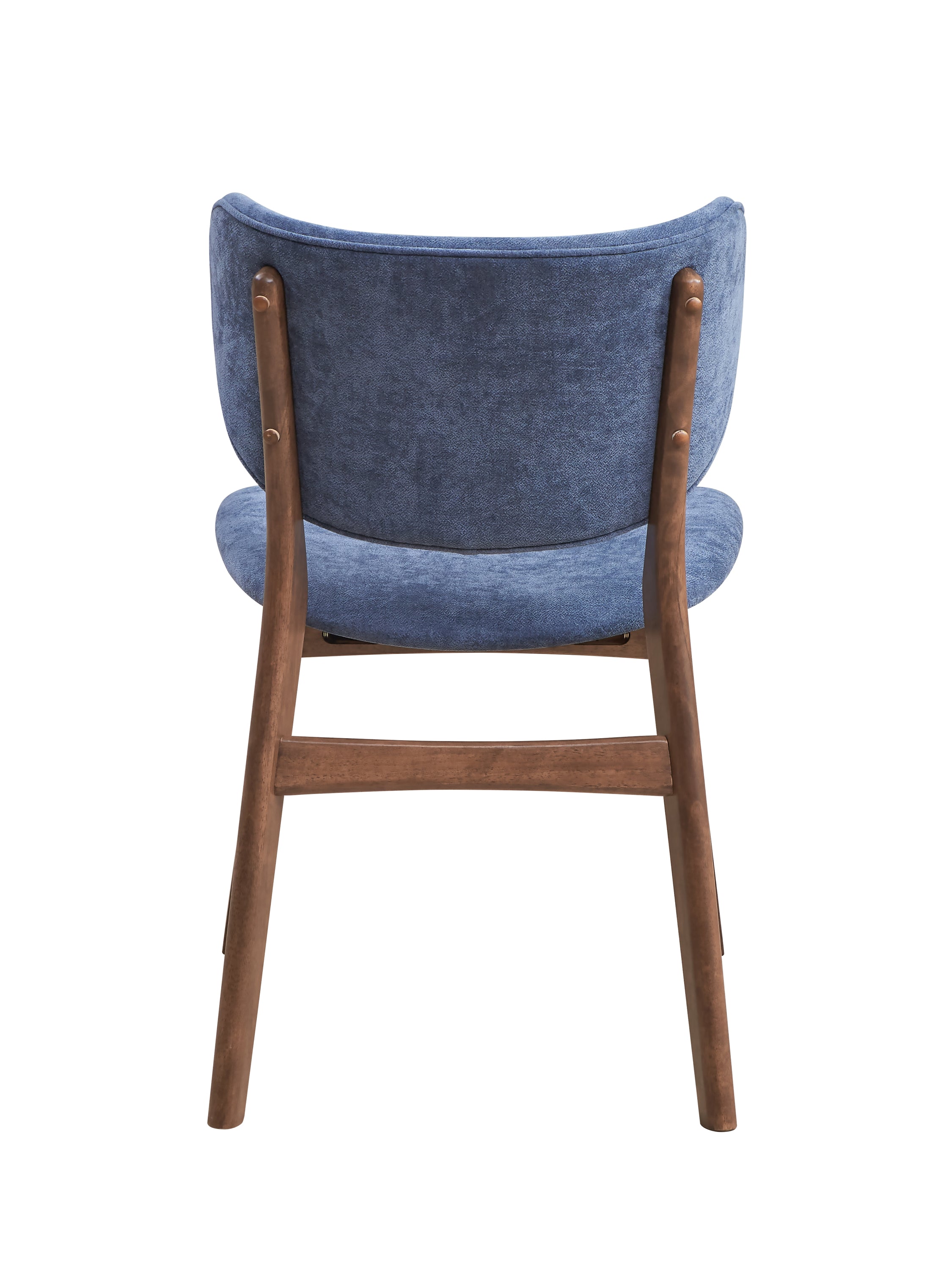 Blue and Walnut Padded Side Chairs (Set of 2) - Comfortable Dining Chairs for Kitchen, Living Room, or Office - Modern Upholstered Accent Chairs with Wooden Legs