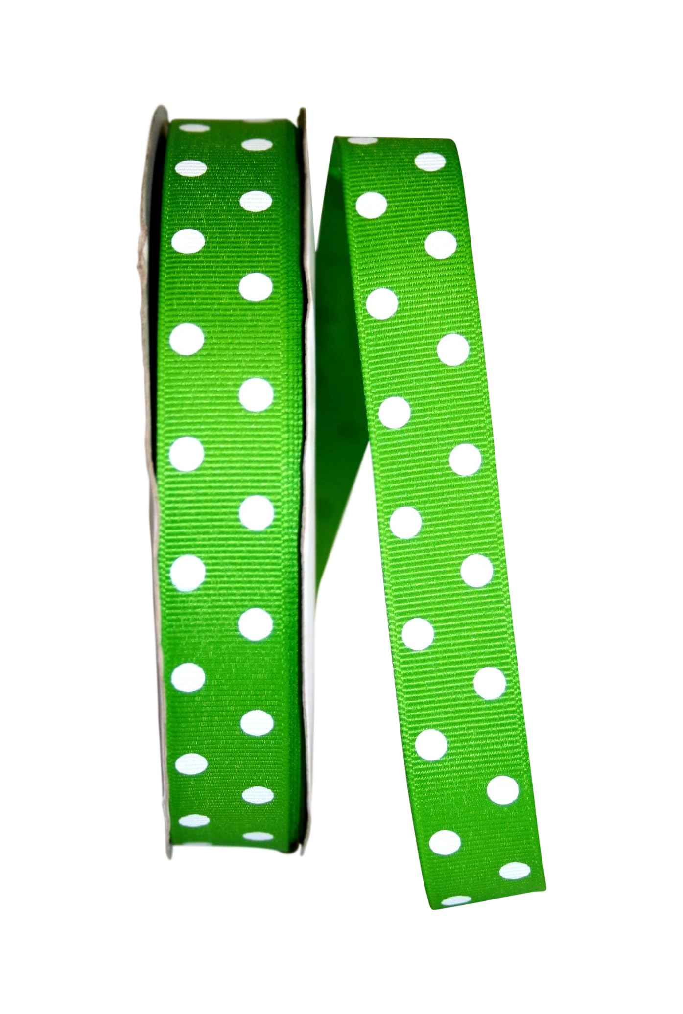 Reliant 7/8 Inch Grosgrain Ribbon with Aspirin Dot Pattern - 50 Yards Apple Green for Gift Wrapping, Crafts, and DIY Projects
