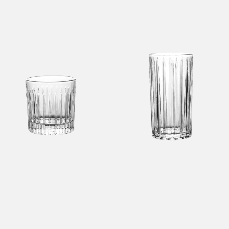 Ripple Harmony Ribbed Glassware Set - Elegant Drinking Glasses for Wine, Cocktails & Juice - Perfect for Parties, Weddings & Home Decor